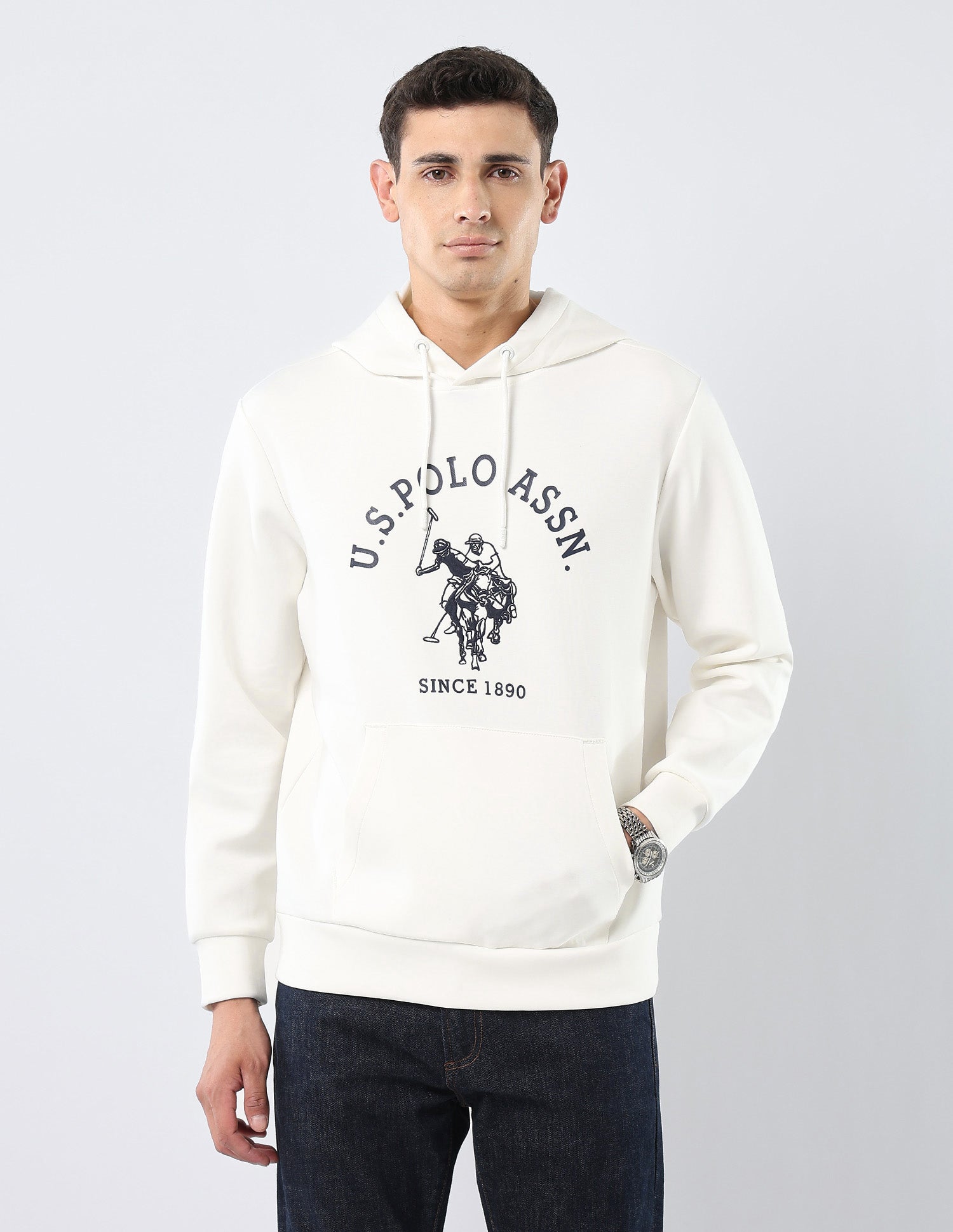 Brand Embroidered Regular Fit Sweatshirt Off White - U.S. POLO ASSN. | Large