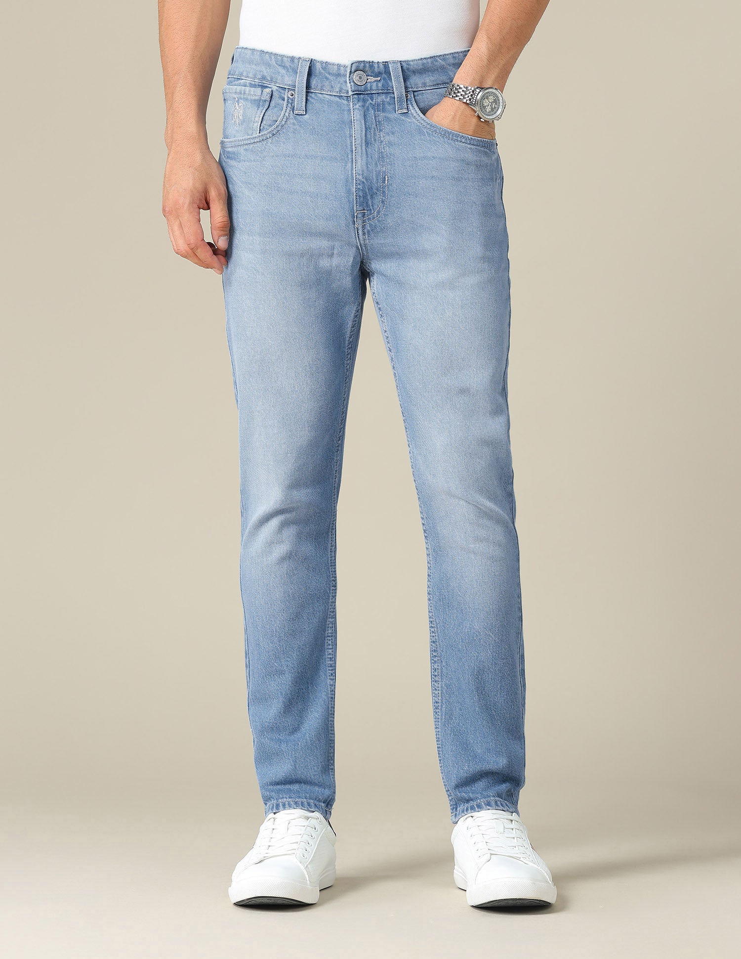 Cole Comfort Cropped Fit Blue Jeans Light Blue - U.S. POLO ASSN. | Large