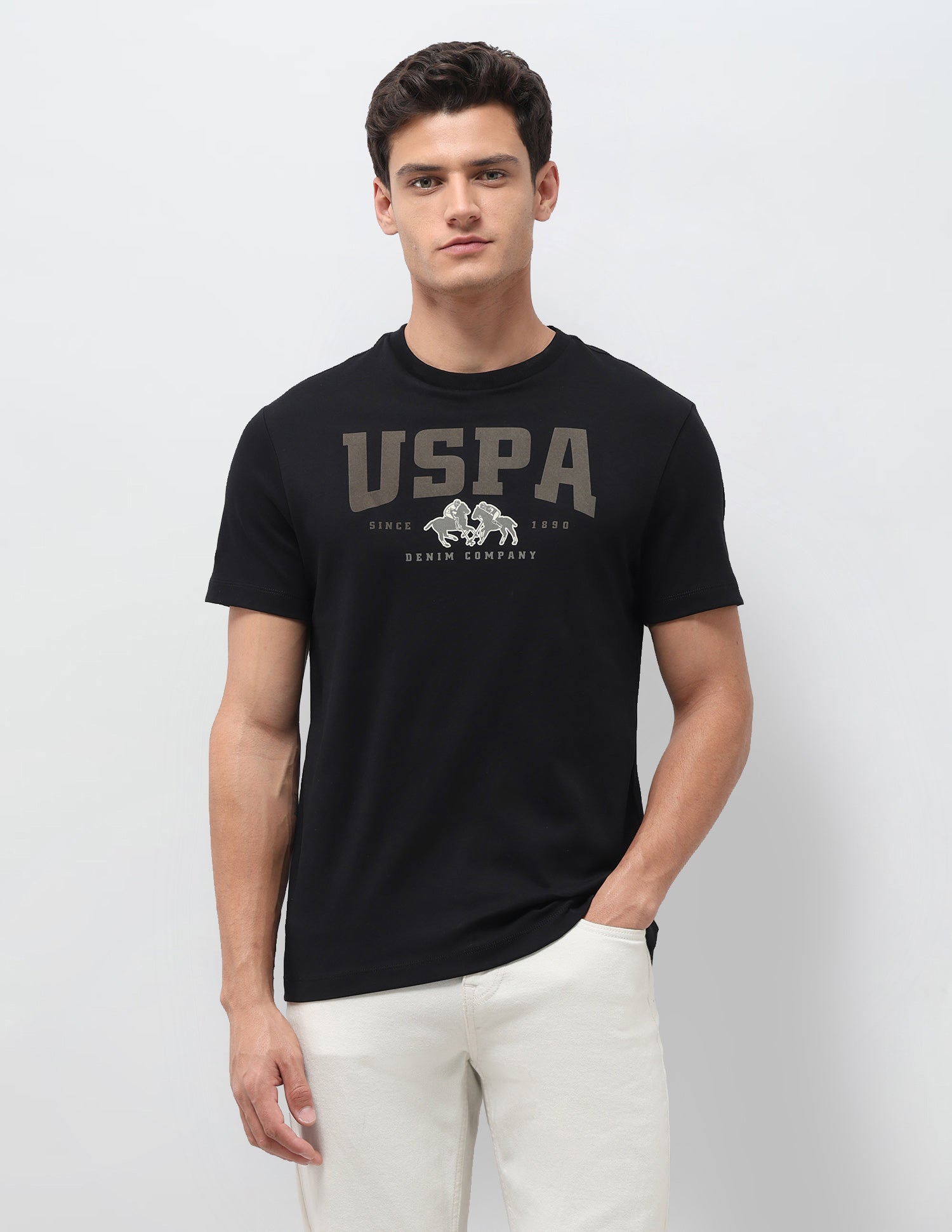Brand Printed Slim Fit T-Shirt Black - U.S. Polo Assn. India | Large