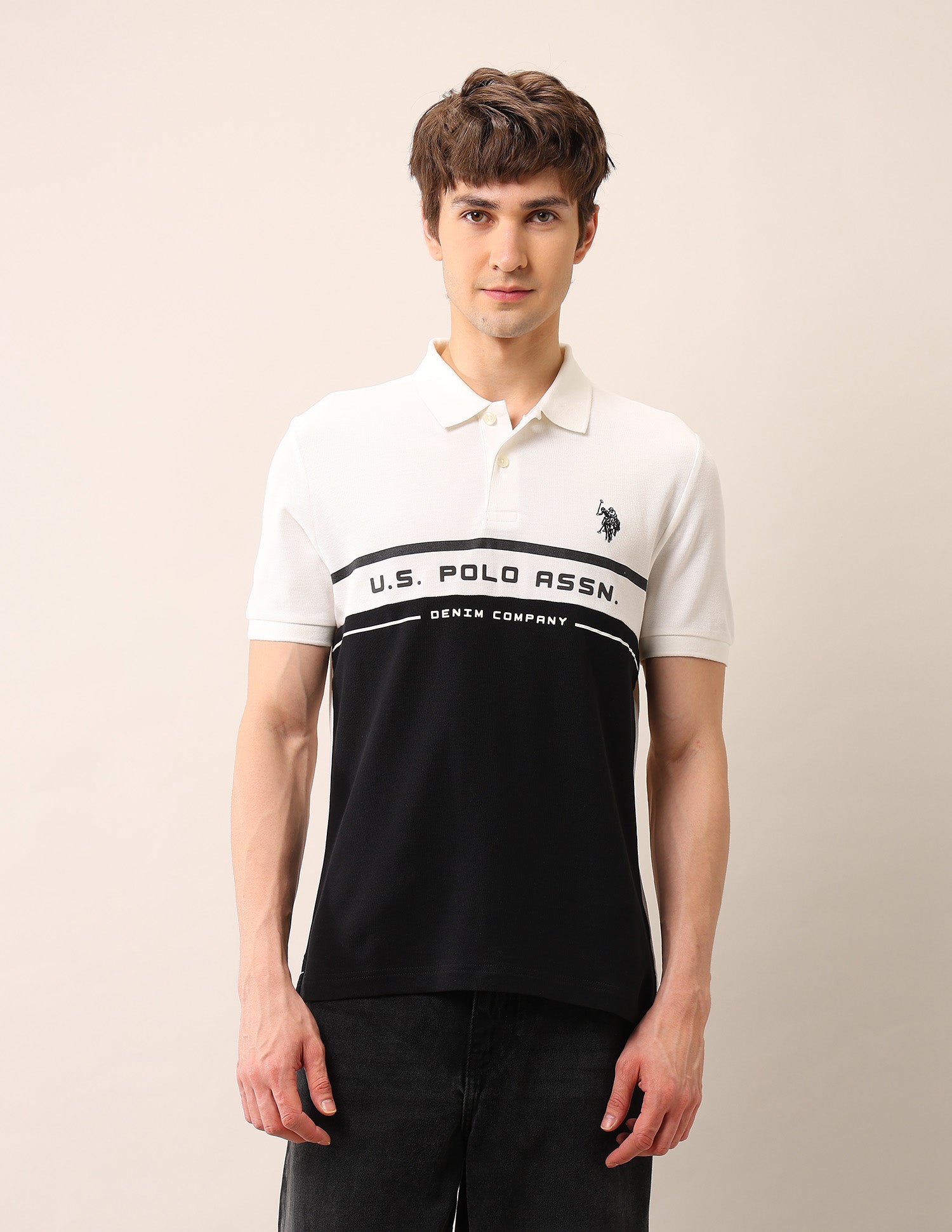 Muscle Fit Pure Cotton Polo Shirt Black - U.S. Polo Assn. India | Large