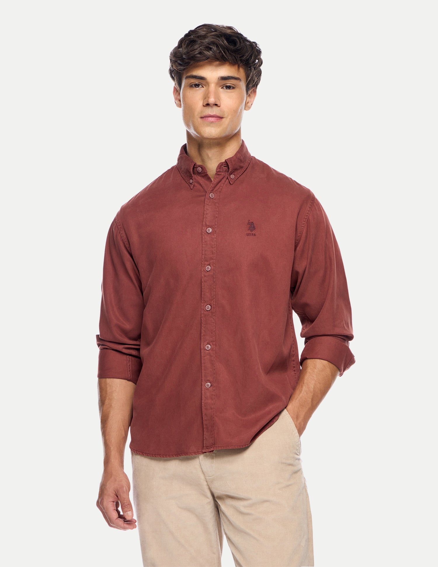 Relaxed Fit Button Down Shirt Rust - U.S. Polo Assn. India | Large