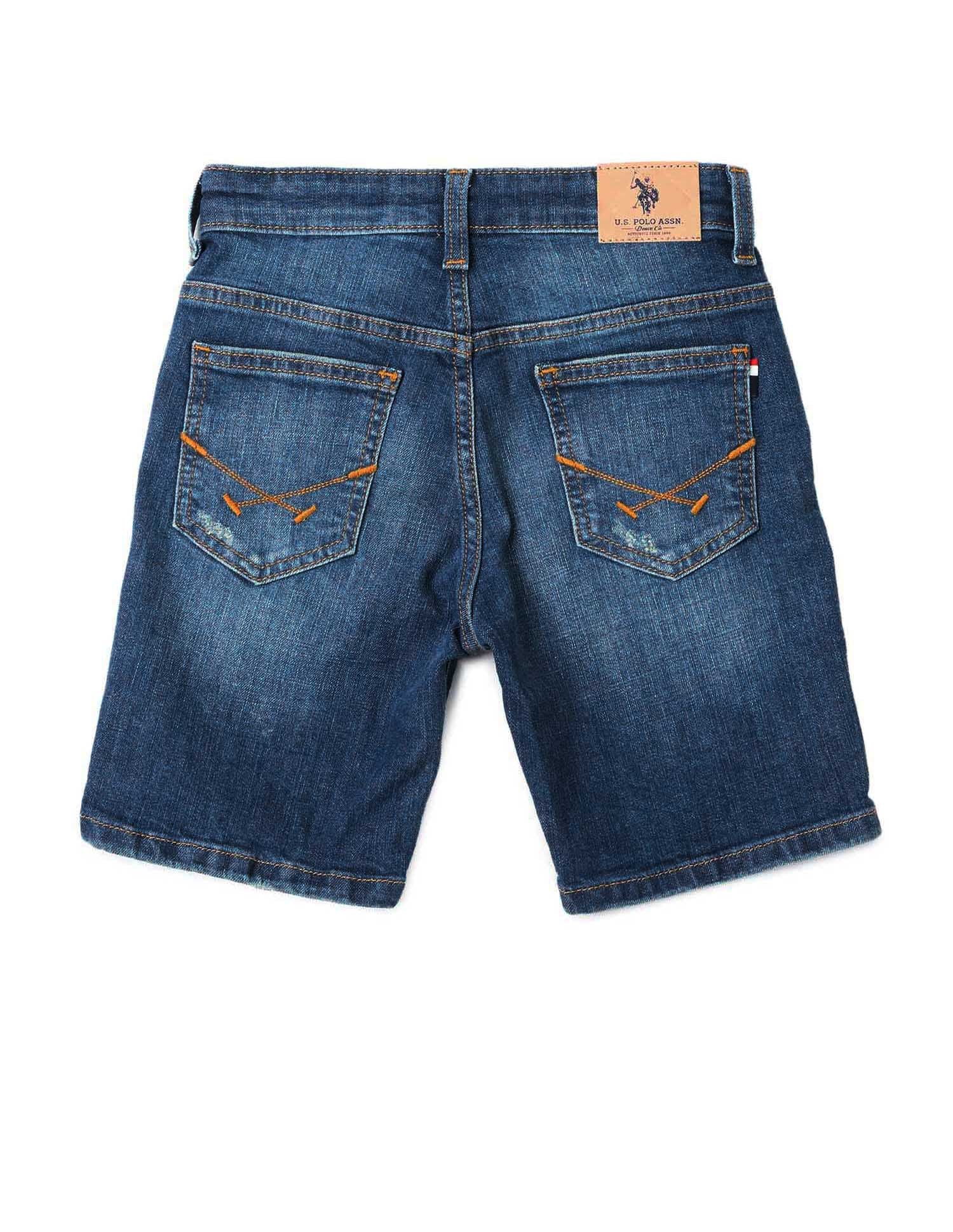 Boys Regular Fit Denim Shorts Light Wash - U.S. POLO ASSN. | Large