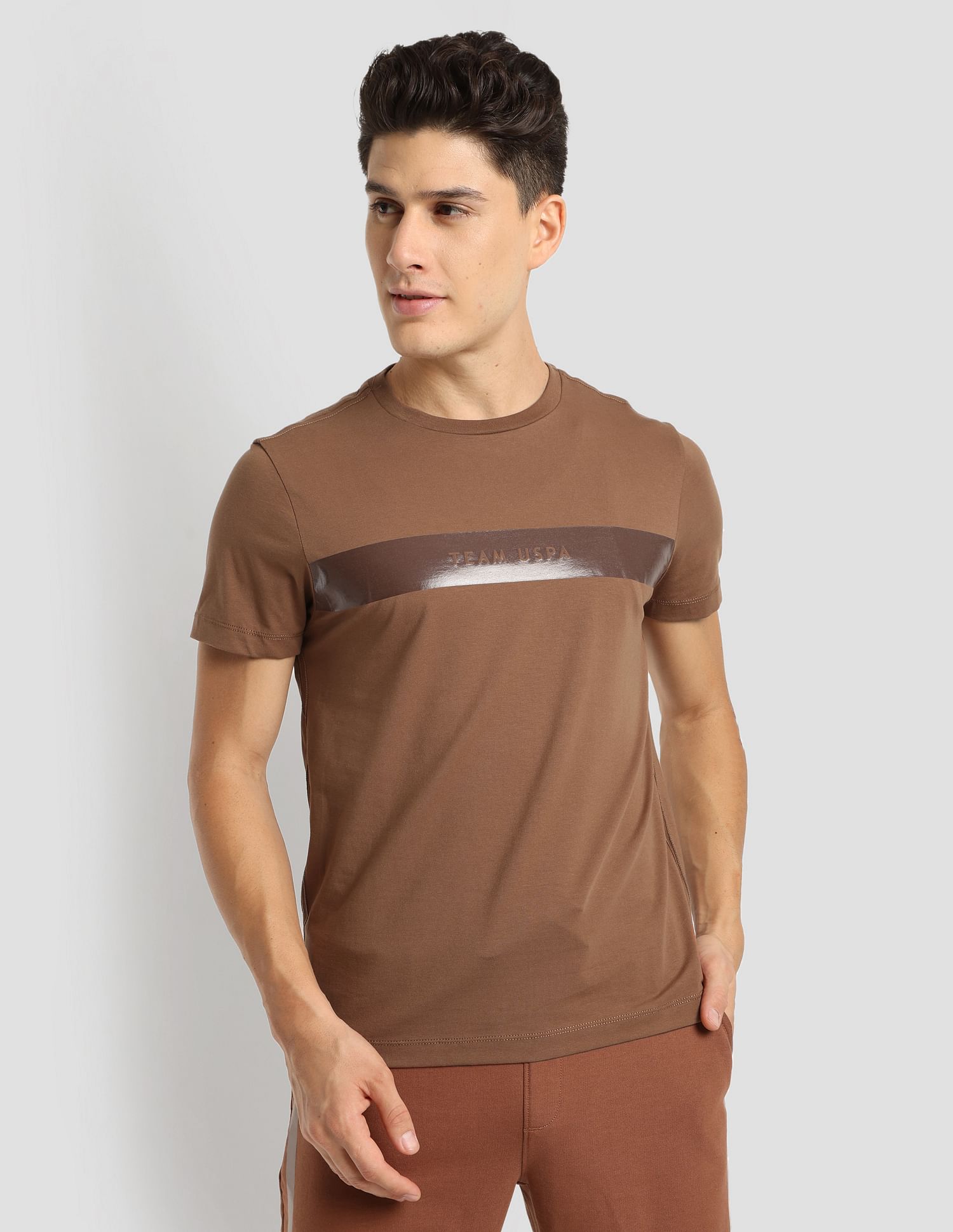 Gel Print Training T-Shirt Brown - U.S. Polo Assn. India | Large