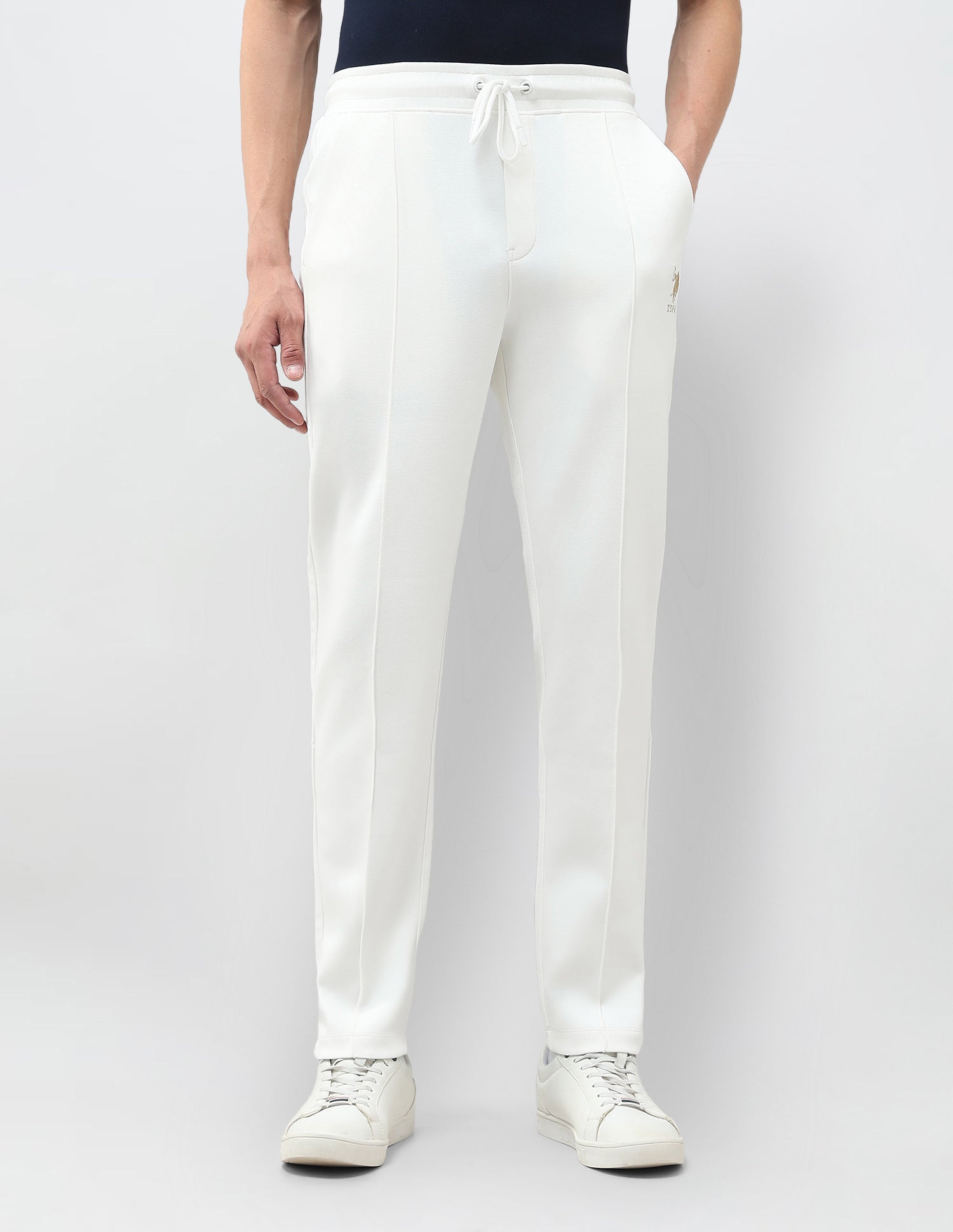Mid Rise Solid Track Pants Off White - U.S. Polo Assn. India | Large