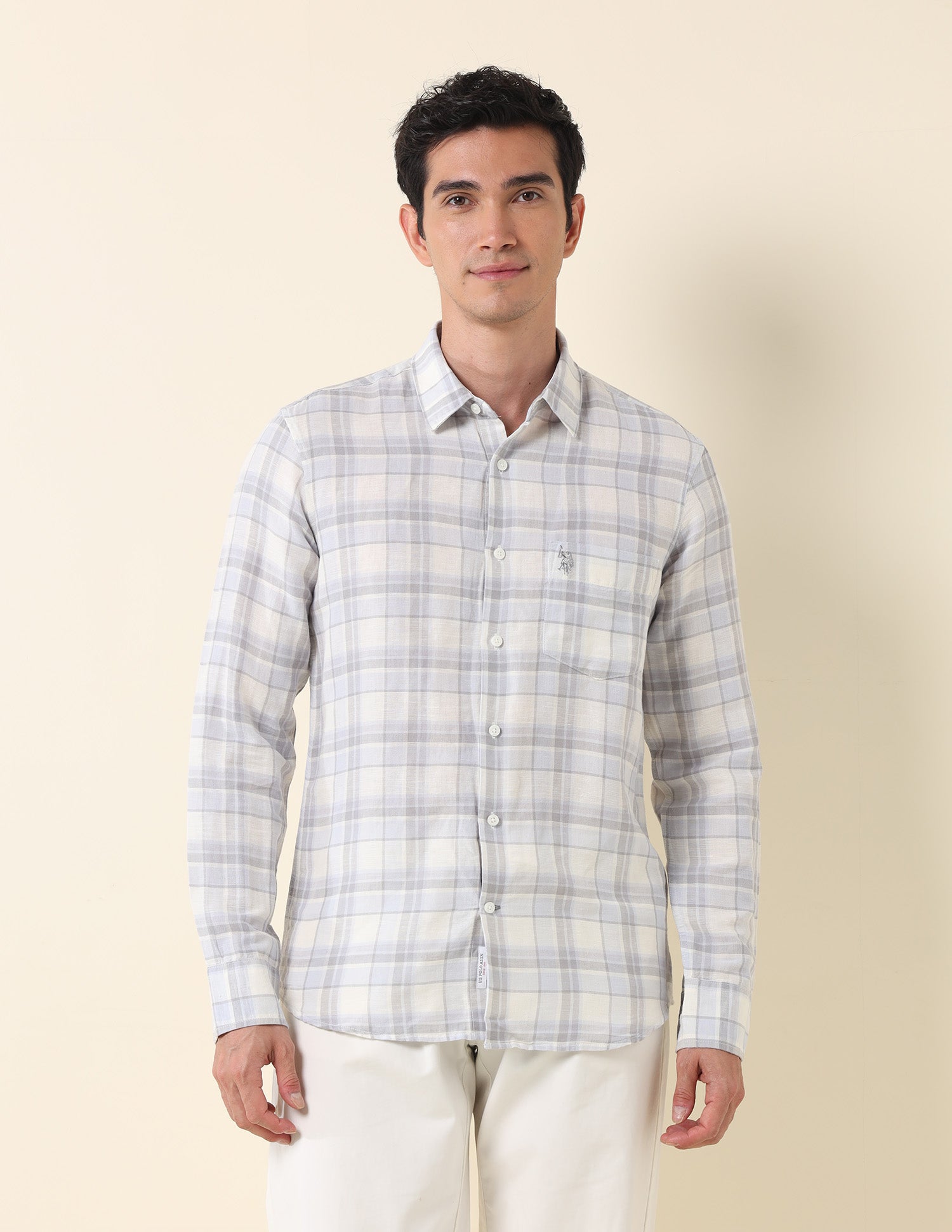 Plaid Checked Tailored Fit Shirt Grey - U.S. Polo Assn. India | Large