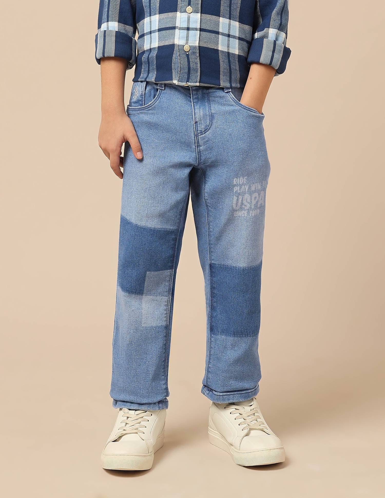 Boys Stone Washed Relaxed Fit Jeans Blue - U.S. POLO ASSN. | Large