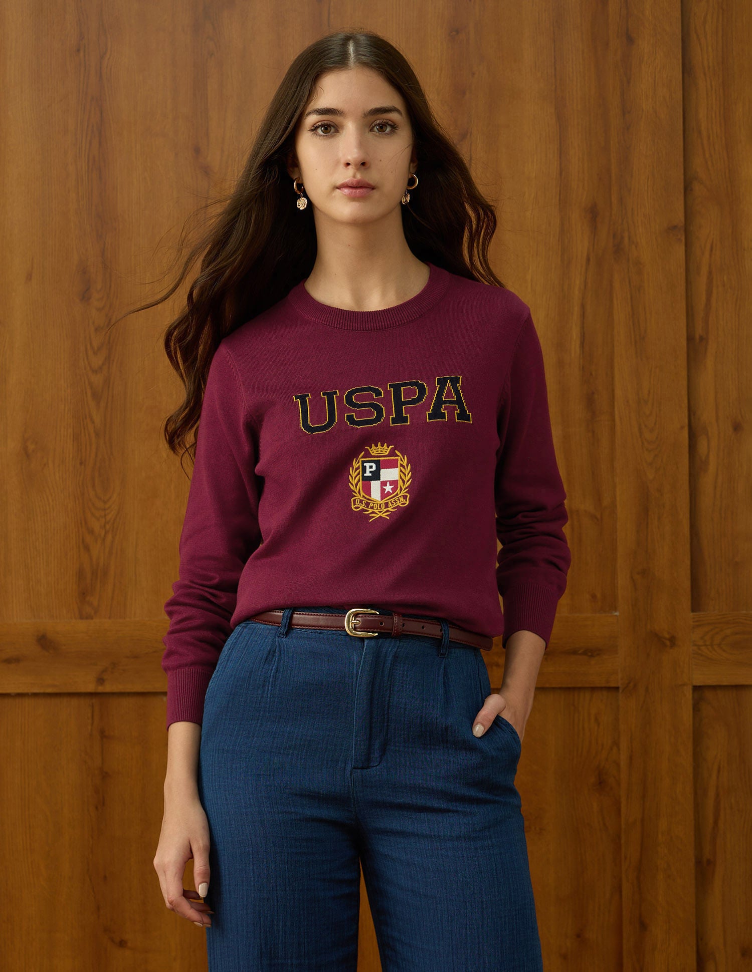 Brand Printed Regular Fit Sweater Purple - U.S. POLO ASSN. | Large