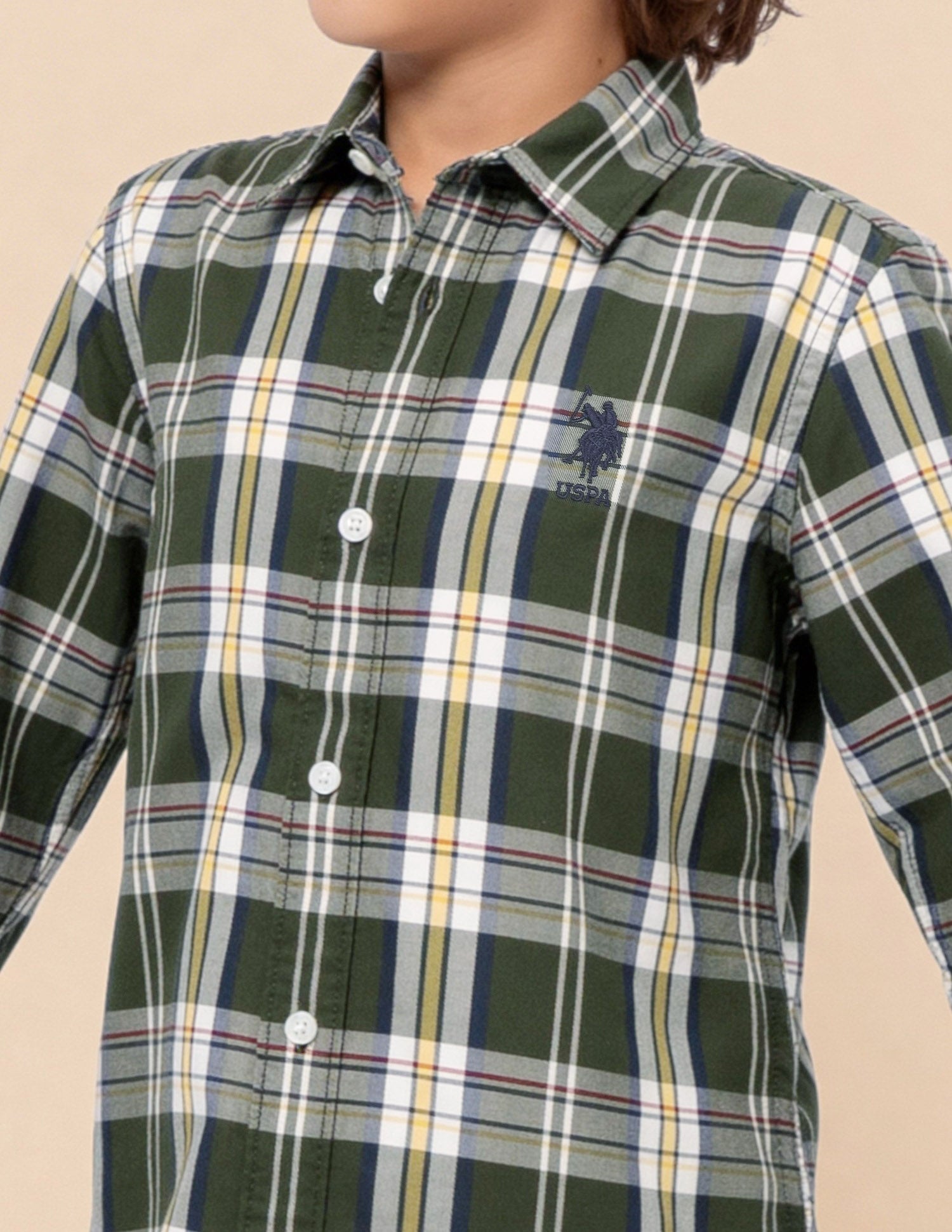 Twill Plaid Checked Shirt Olive - U.S. Polo Assn. India | Large