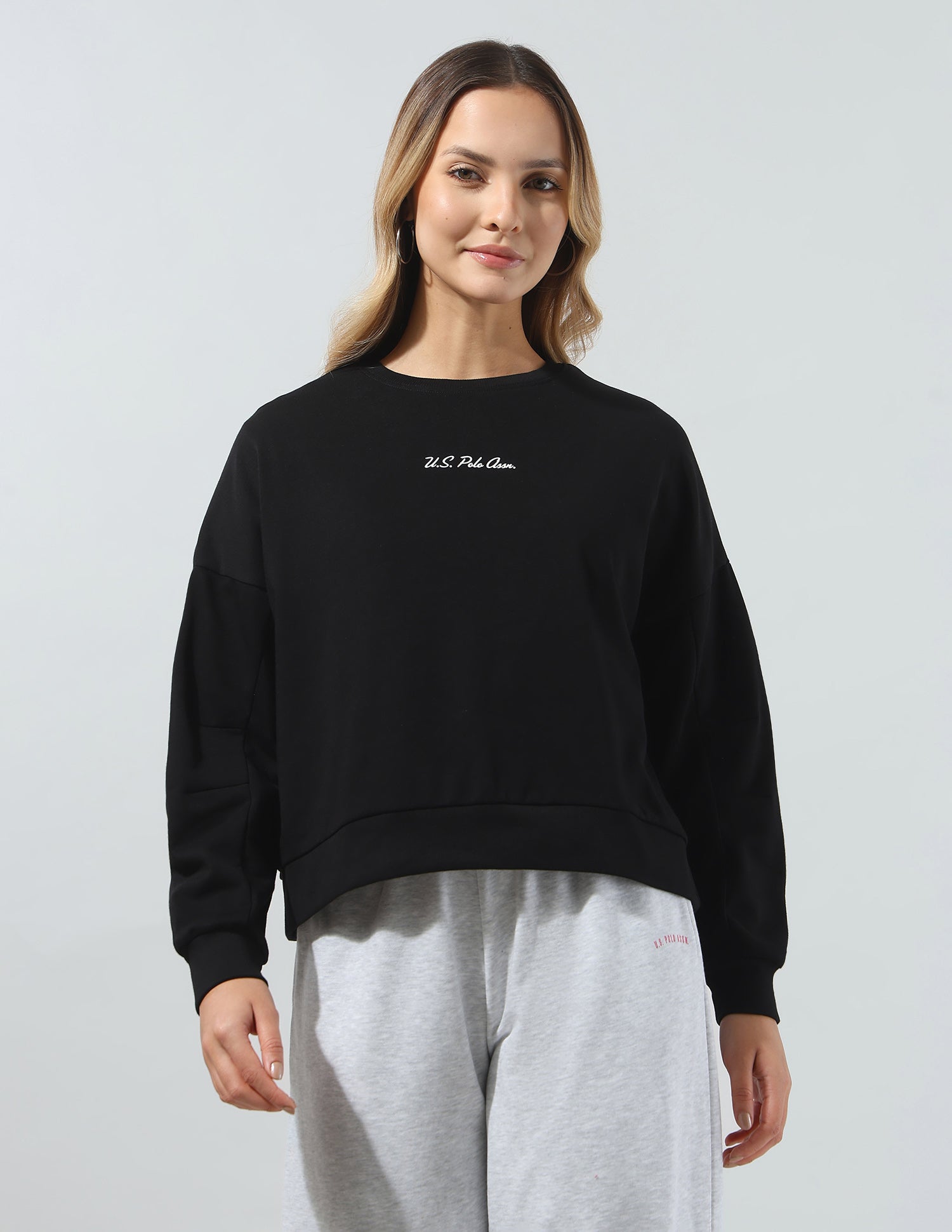 Solid Relaxed Fit Sweatshirt Black - U.S. Polo Assn. India | Large