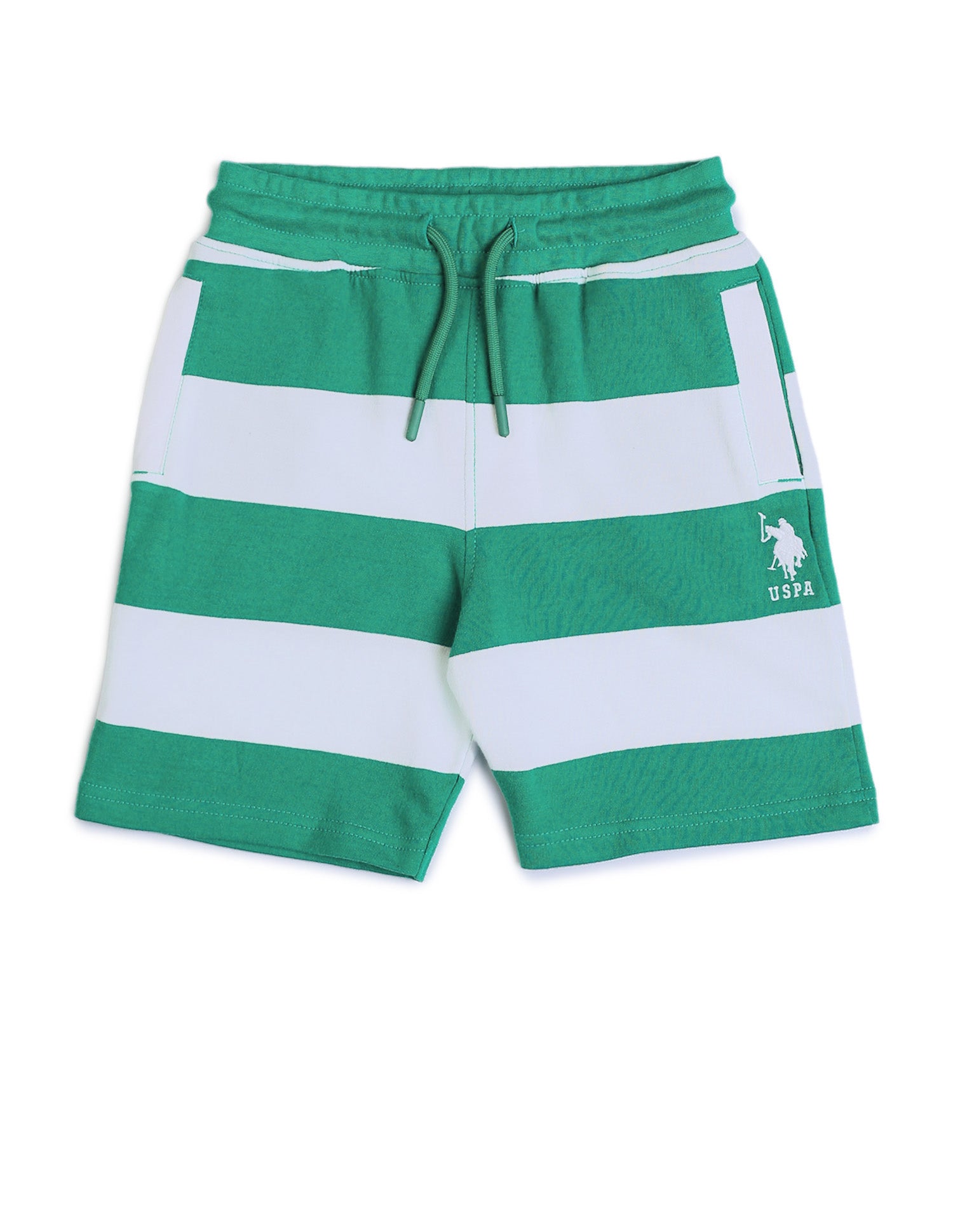 Boys Horizontal Striped Regular Fit Shorts Dark Green - U.S. POLO ASSN. | Large