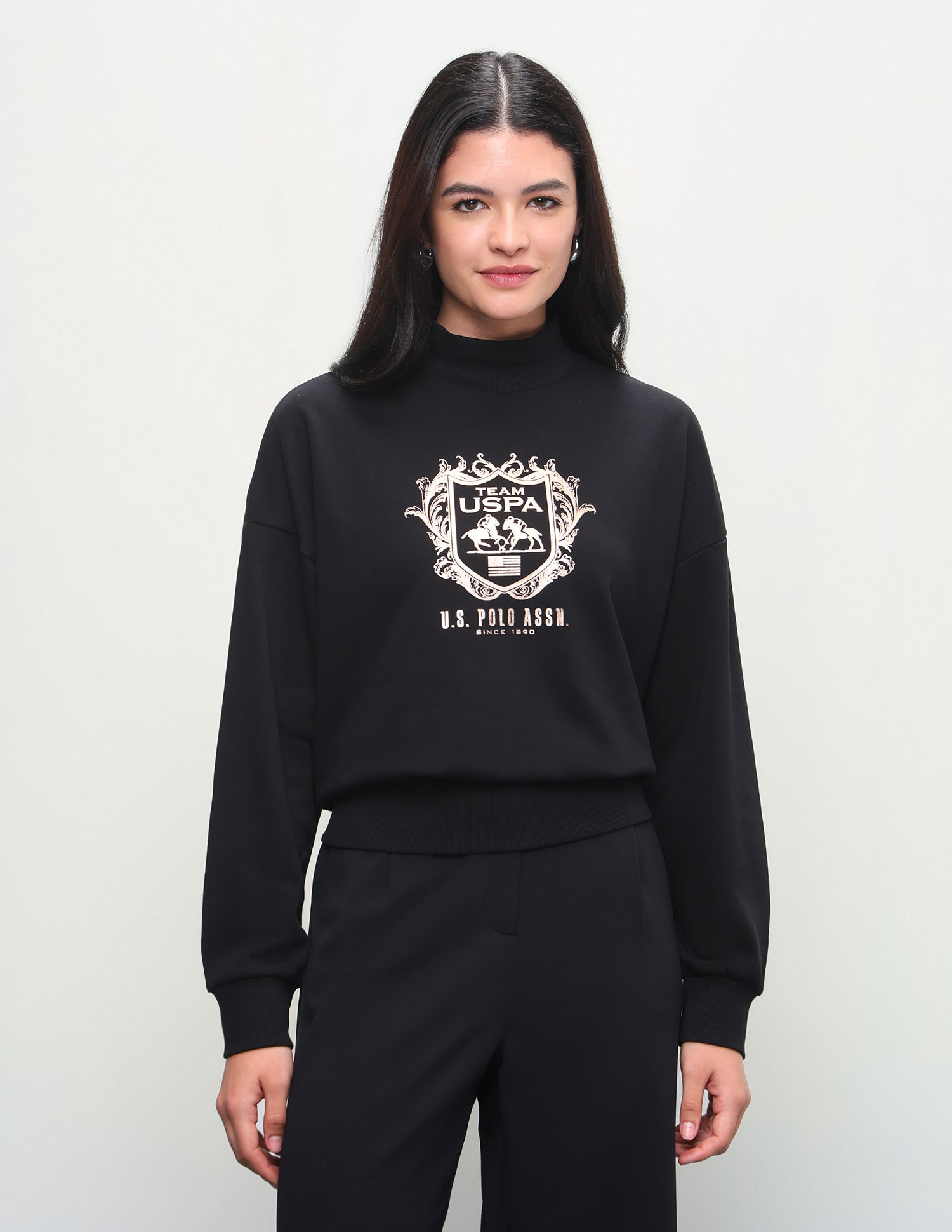 Graphic Brand Printed Oversized Fit Sweatshirt Black - U.S. Polo Assn. India | Large
