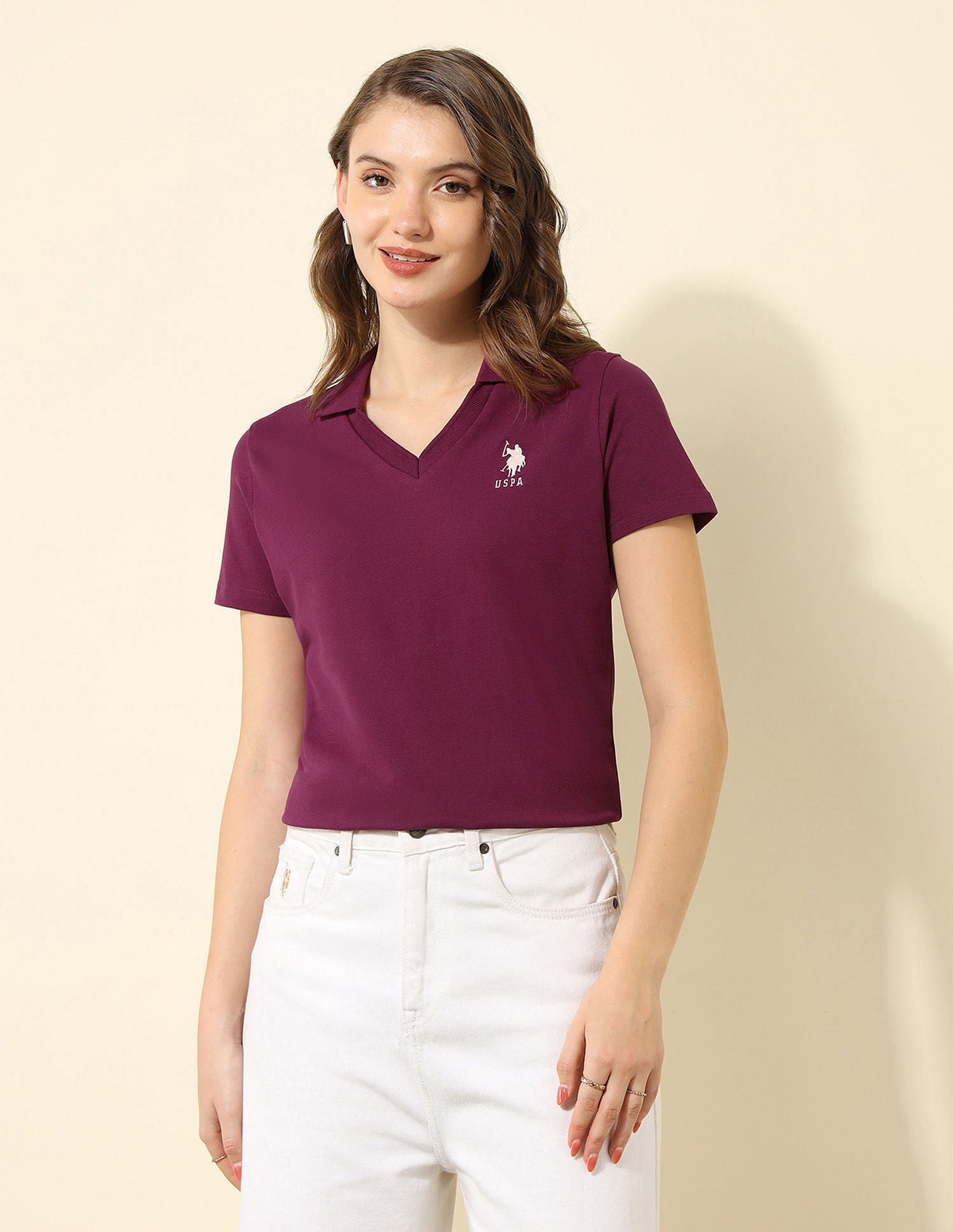 Tipped Collar Regular Fit Polo Shirt Wine - U.S. Polo Assn. India | Large