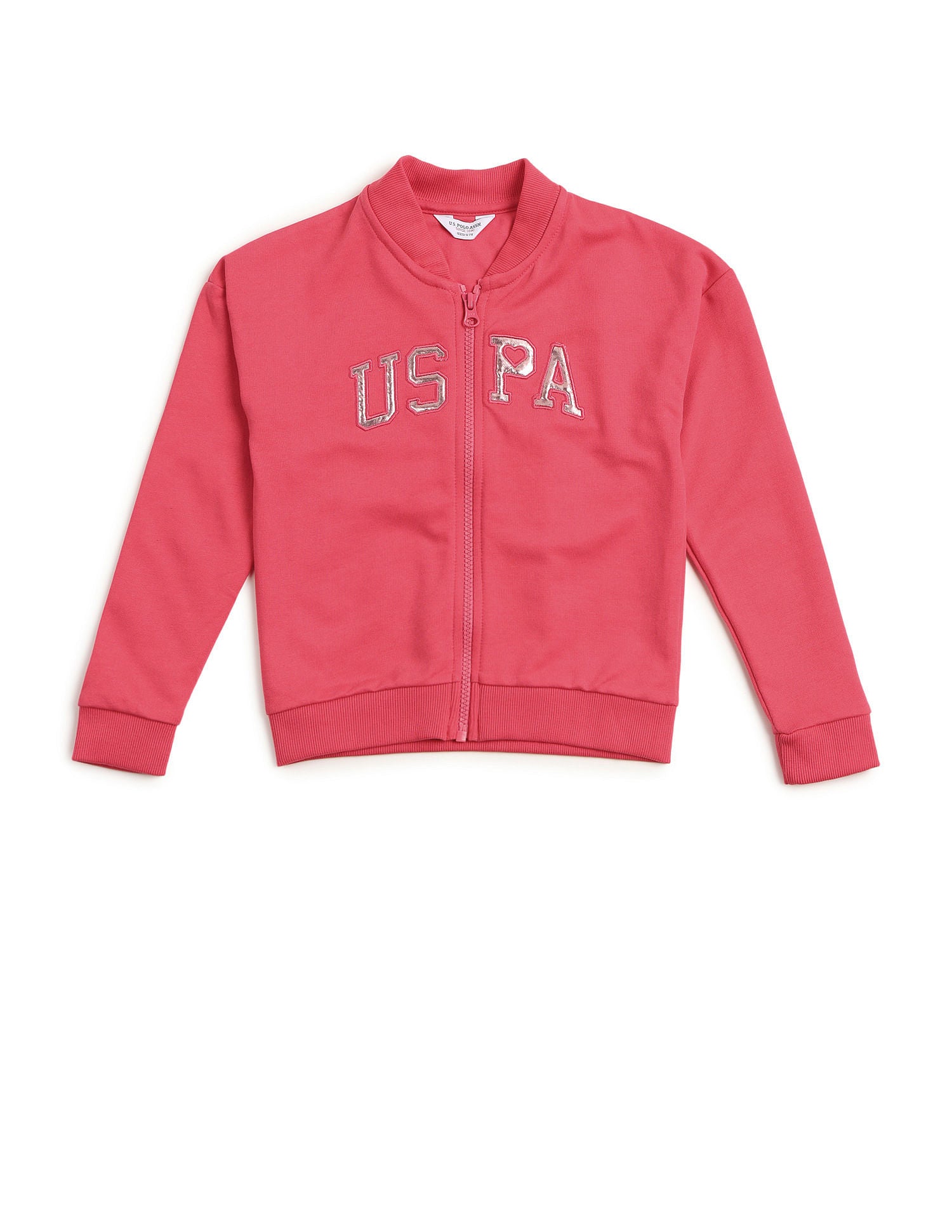 Girls Mandarin Collar Printed Sweatshirt Light pink - U.S. POLO ASSN. | Large
