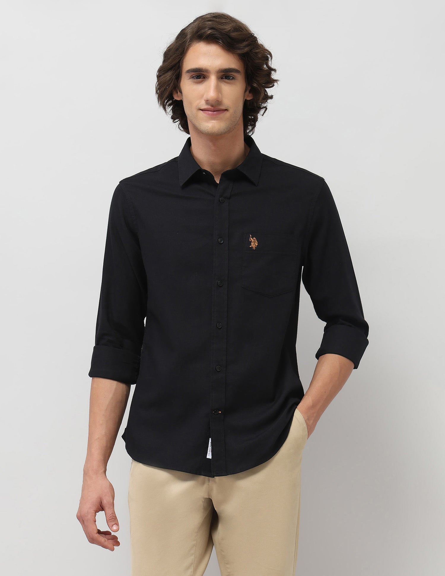 Textured Dobby Shirt Black - U.S. Polo Assn. India | Large