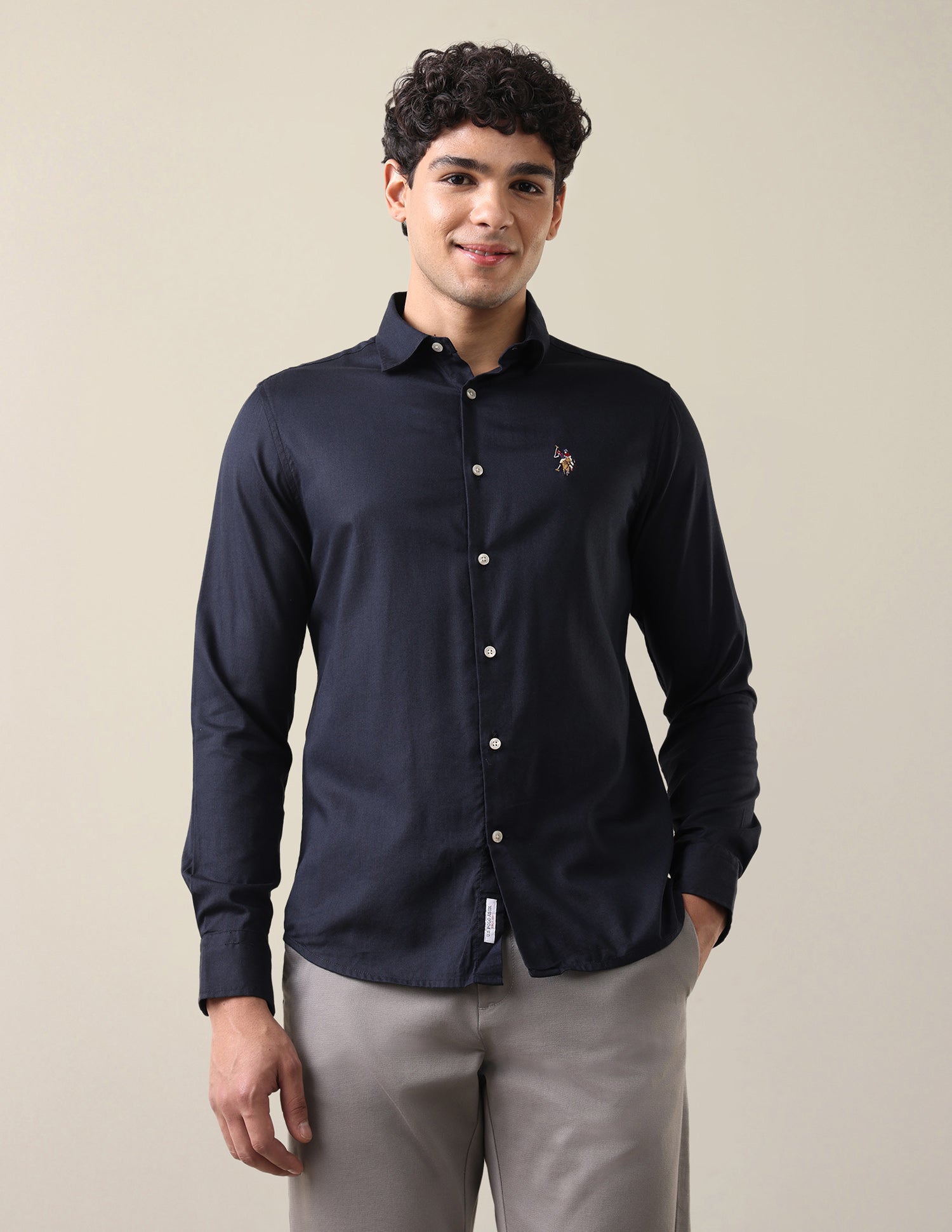 Twill Regular Fit Shirt Navy - U.S. Polo Assn. India | Large