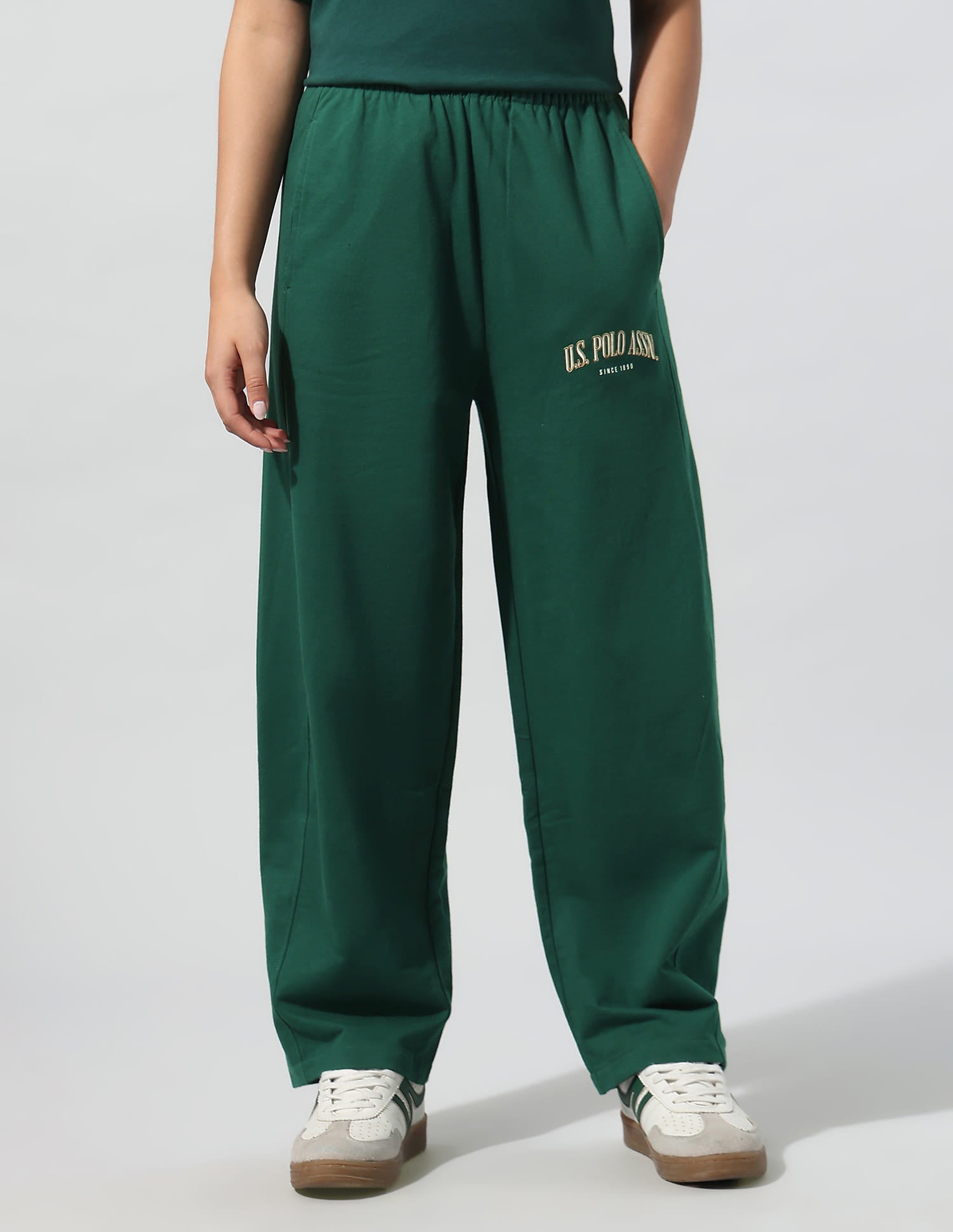 Darted Barrel Fit Trousers Green - U.S. Polo Assn. India | Large