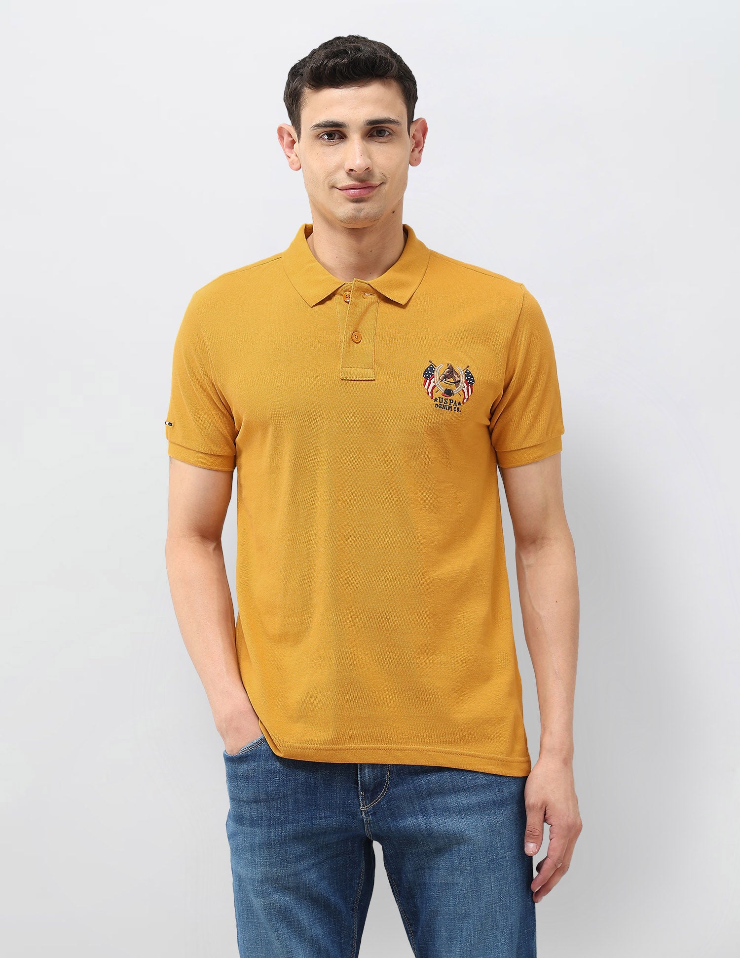 Solid Muscle Fit Polo Shirt Mustard - U.S. POLO ASSN. | Large