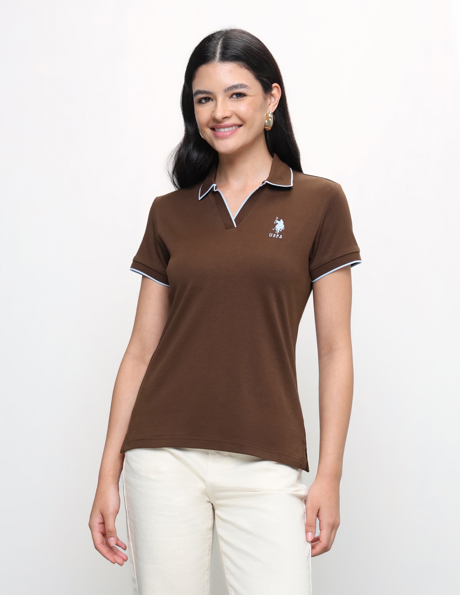 Solid Regular Fit Polo Shirt Brown - U.S. Polo Assn. India | Large