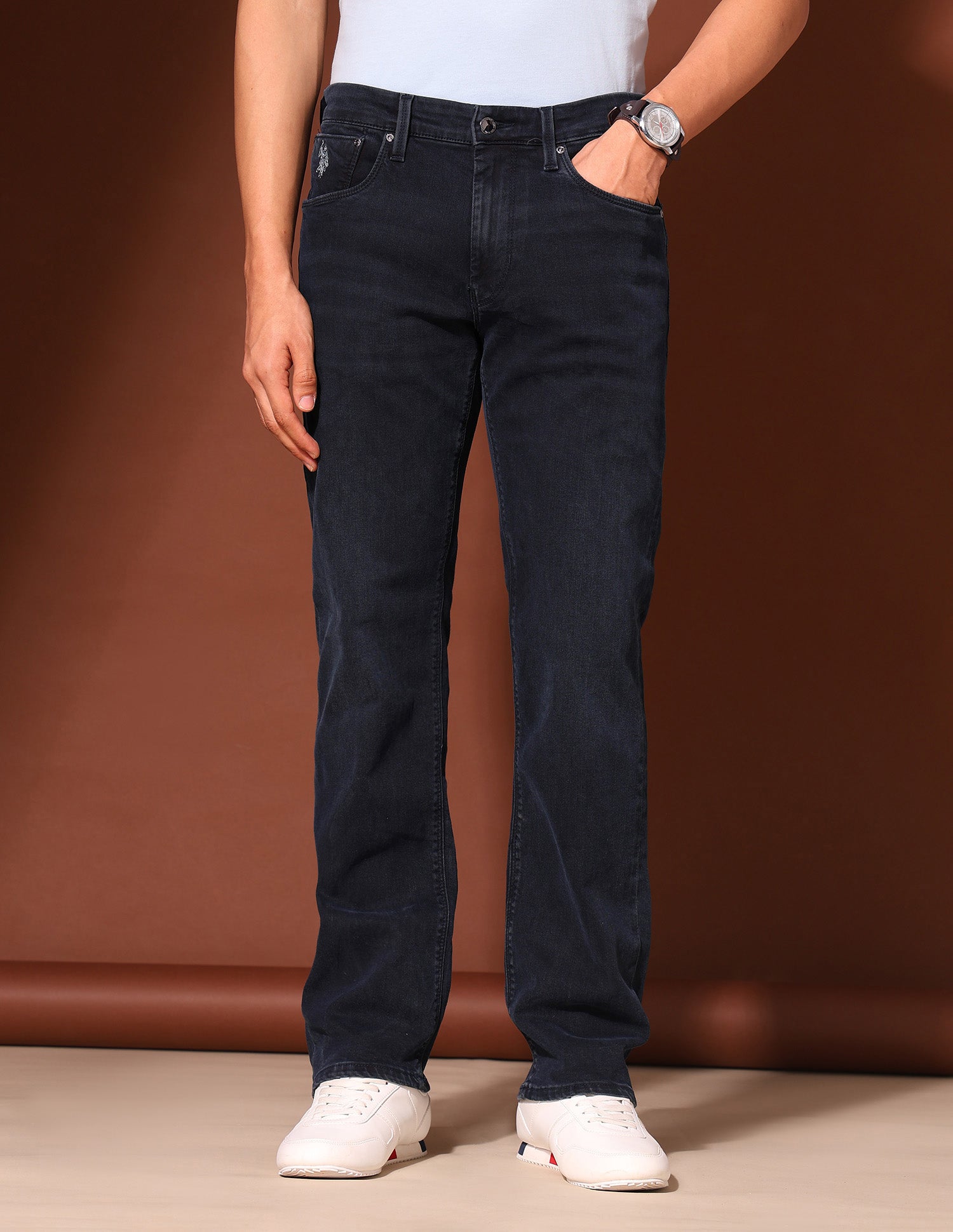 Harold Slim Straight Fit Blue Jeans Dark Wash - U.S. Polo Assn. India | Large