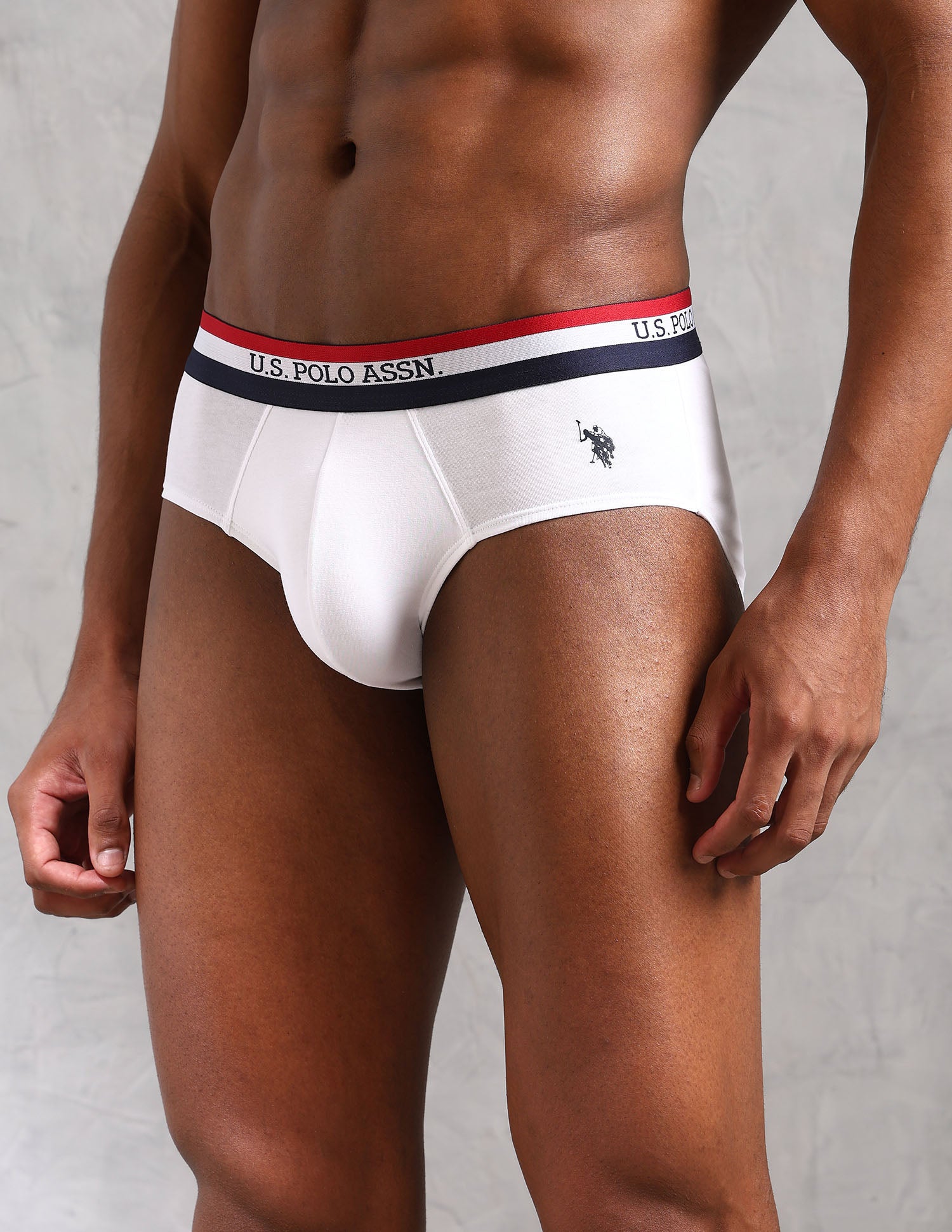 Striped Waistband EB002 Briefs - Pack Of 2 White and Navy - U.S. POLO ASSN. | Large