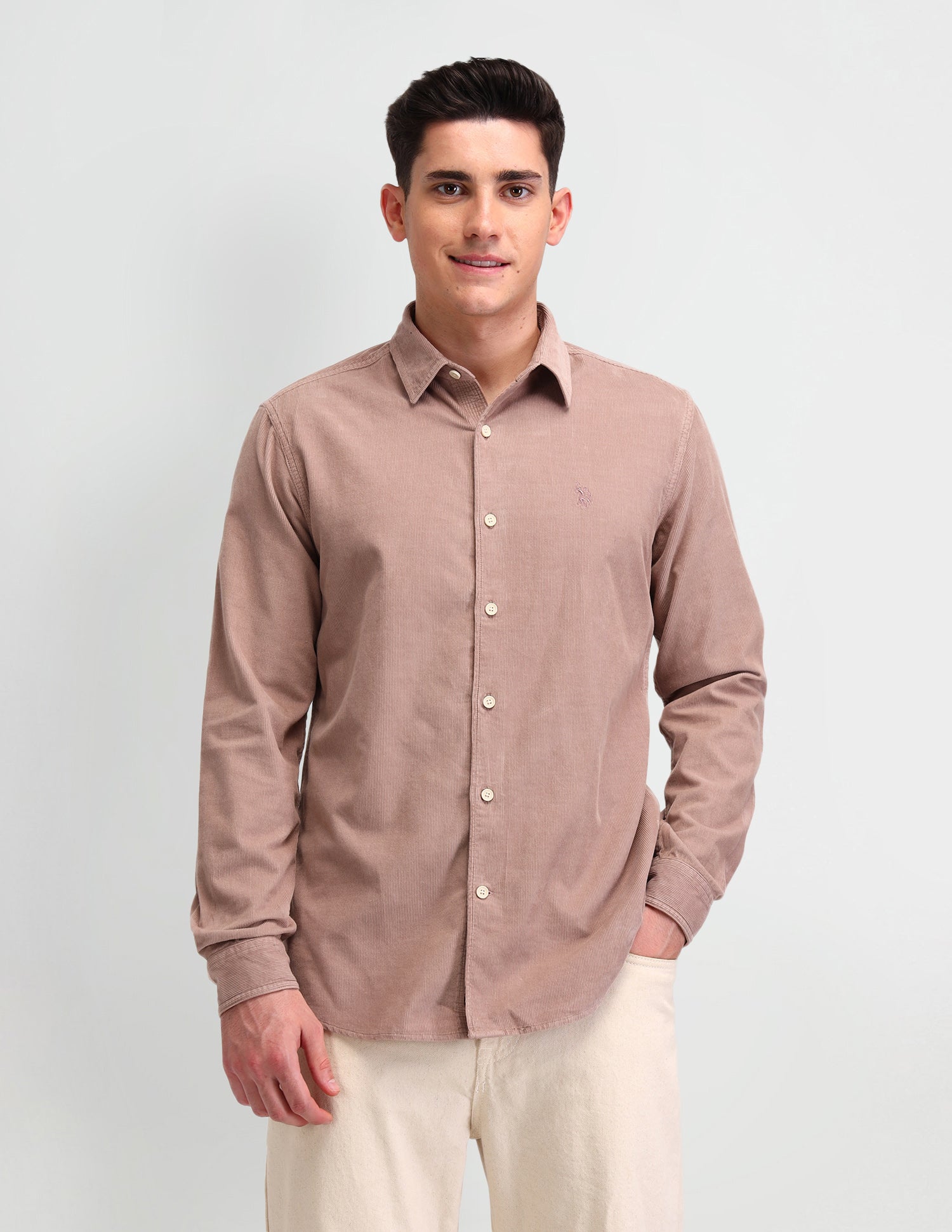 Textured Slim Fit Shirt Pink - U.S. POLO ASSN. | Large