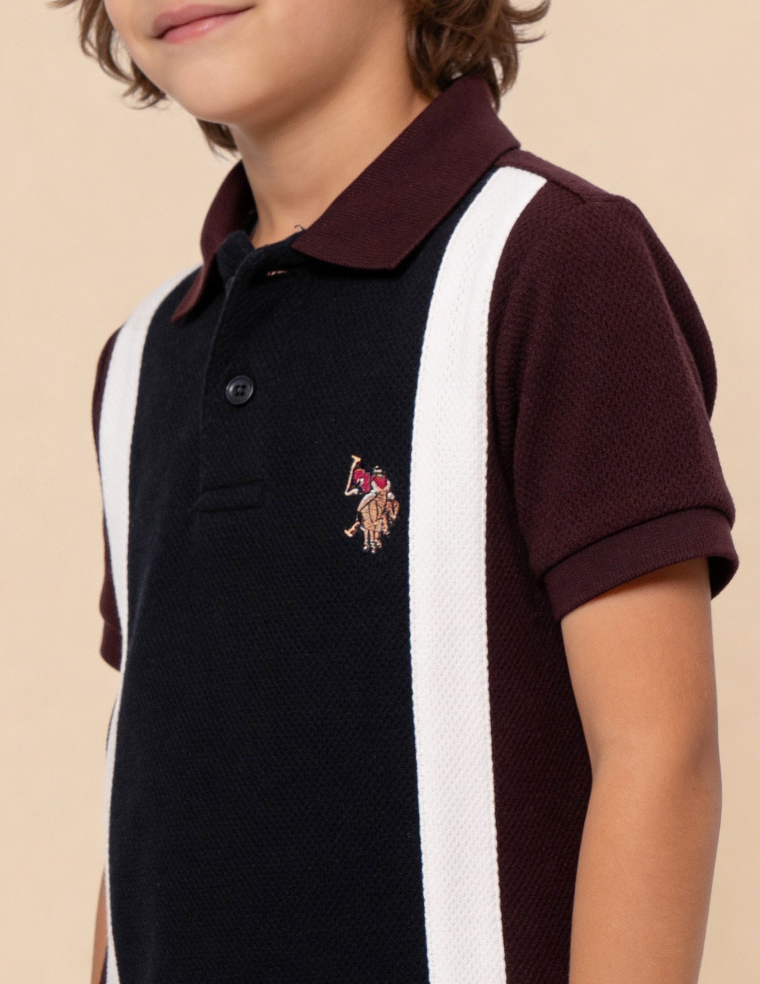Colour Blocked Regular Fit Polo Shirt Maroon - U.S. Polo Assn. India | Large