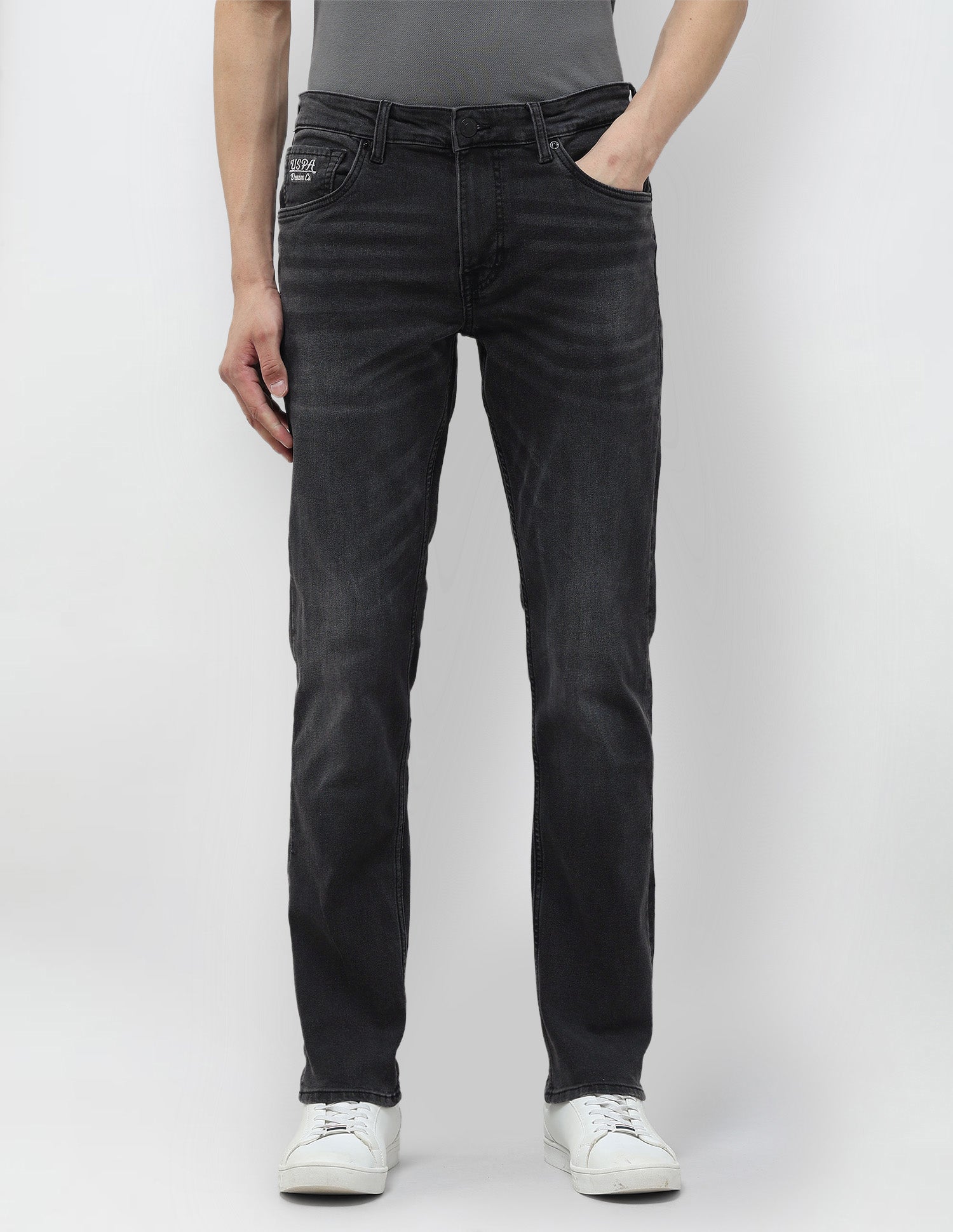 Brandon Slim Tapered Fit Whiskered Jeans Black - U.S. POLO ASSN. | Large