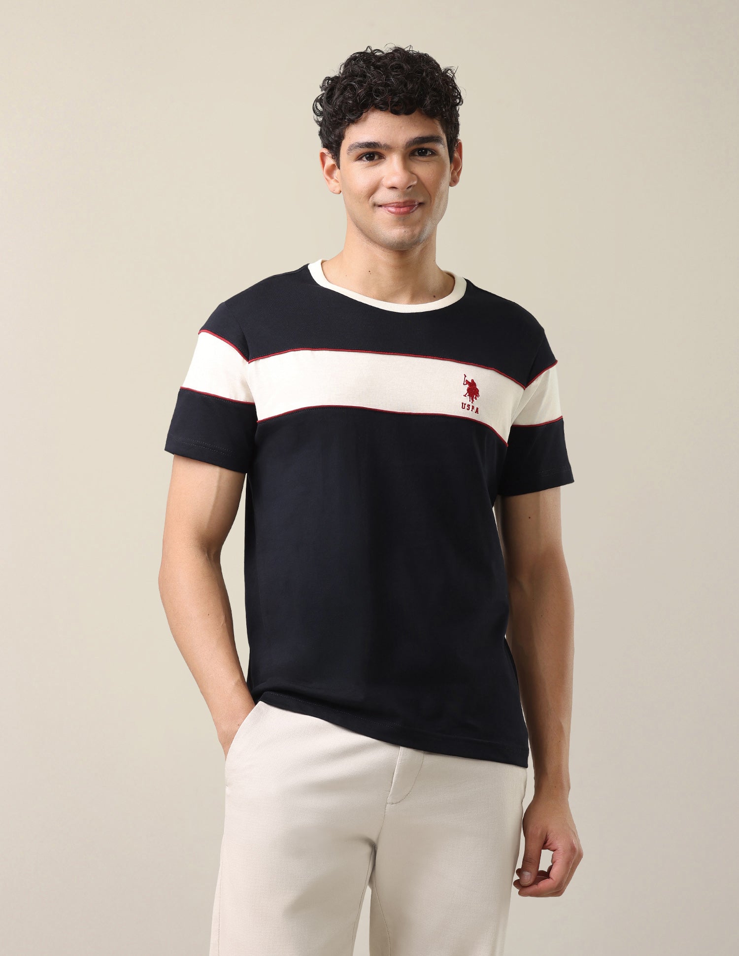 Solid Regular Fit T-Shirt Navy - U.S. Polo Assn. India | Large