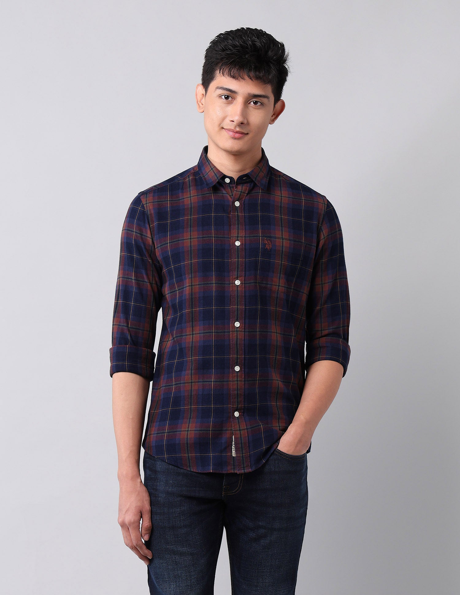 Tartan Checked Regular Fit Shirt Indigo - U.S. Polo Assn. India | Large
