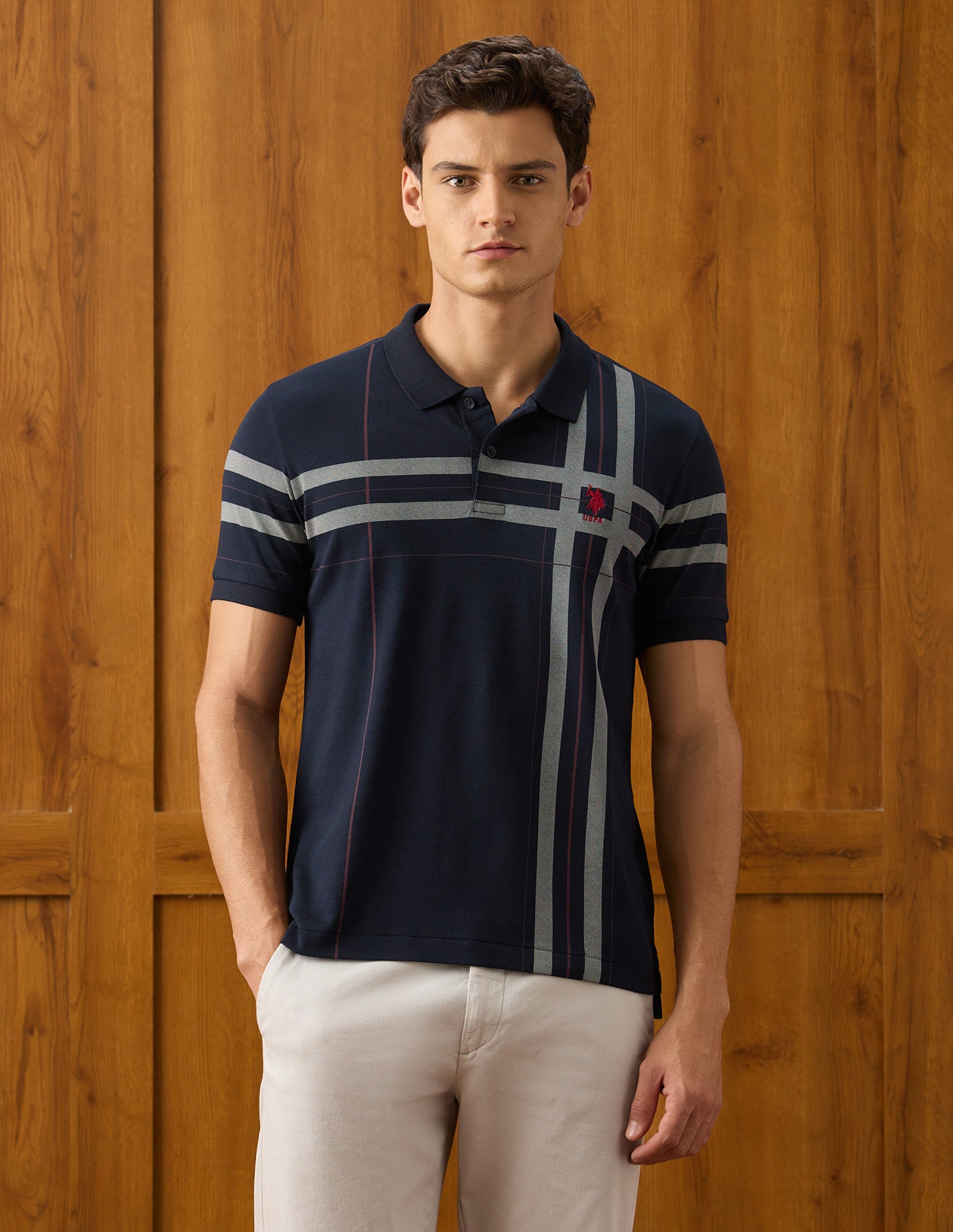Vertical Striped Slim Fit Polo Shirt Navy - U.S. Polo Assn. India | Large