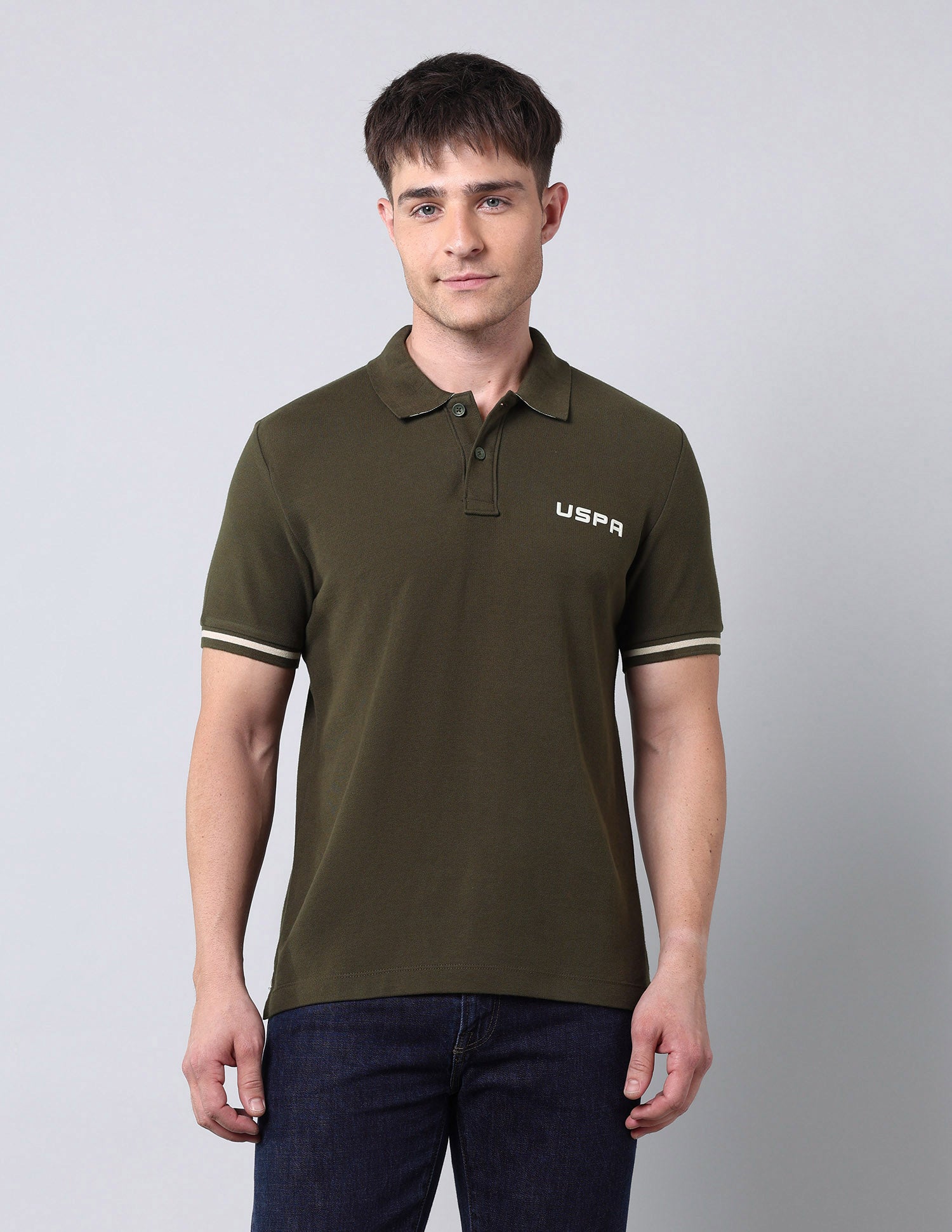 Solid Muscle Fit Americana Polo Shirt Olive - U.S. Polo Assn. India | Large