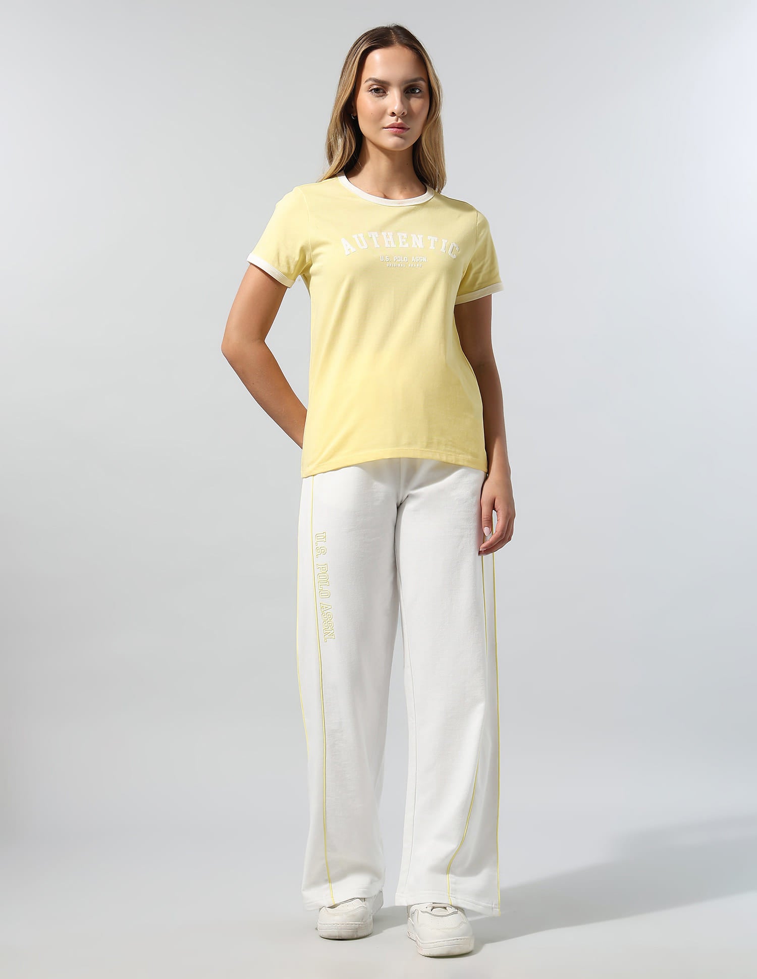 Relaxed Fit T-Shirt With Wide Leg Pants Yellow - U.S. Polo Assn. India | Large