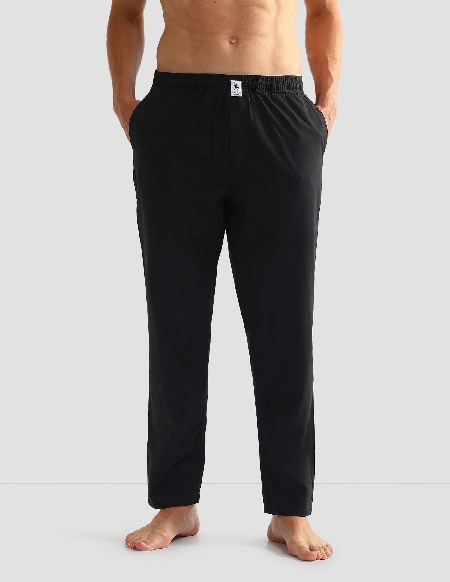 Mid Rise Solid OELP6 Lounge Track Pants - Pack Of 1 Black - U.S. POLO ASSN. | Large