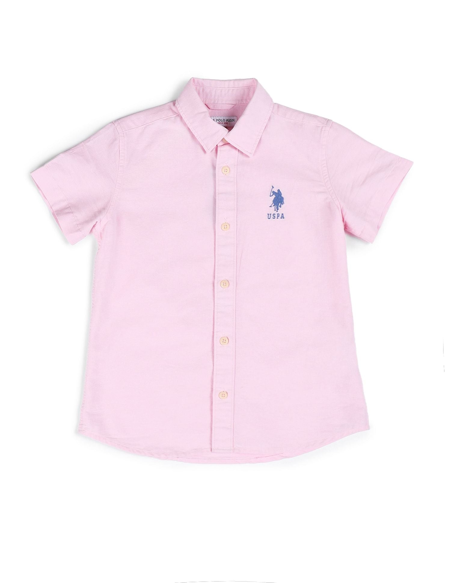 Boys Solid Regular Fit Shirt Light Pink - U.S. POLO ASSN. | Large
