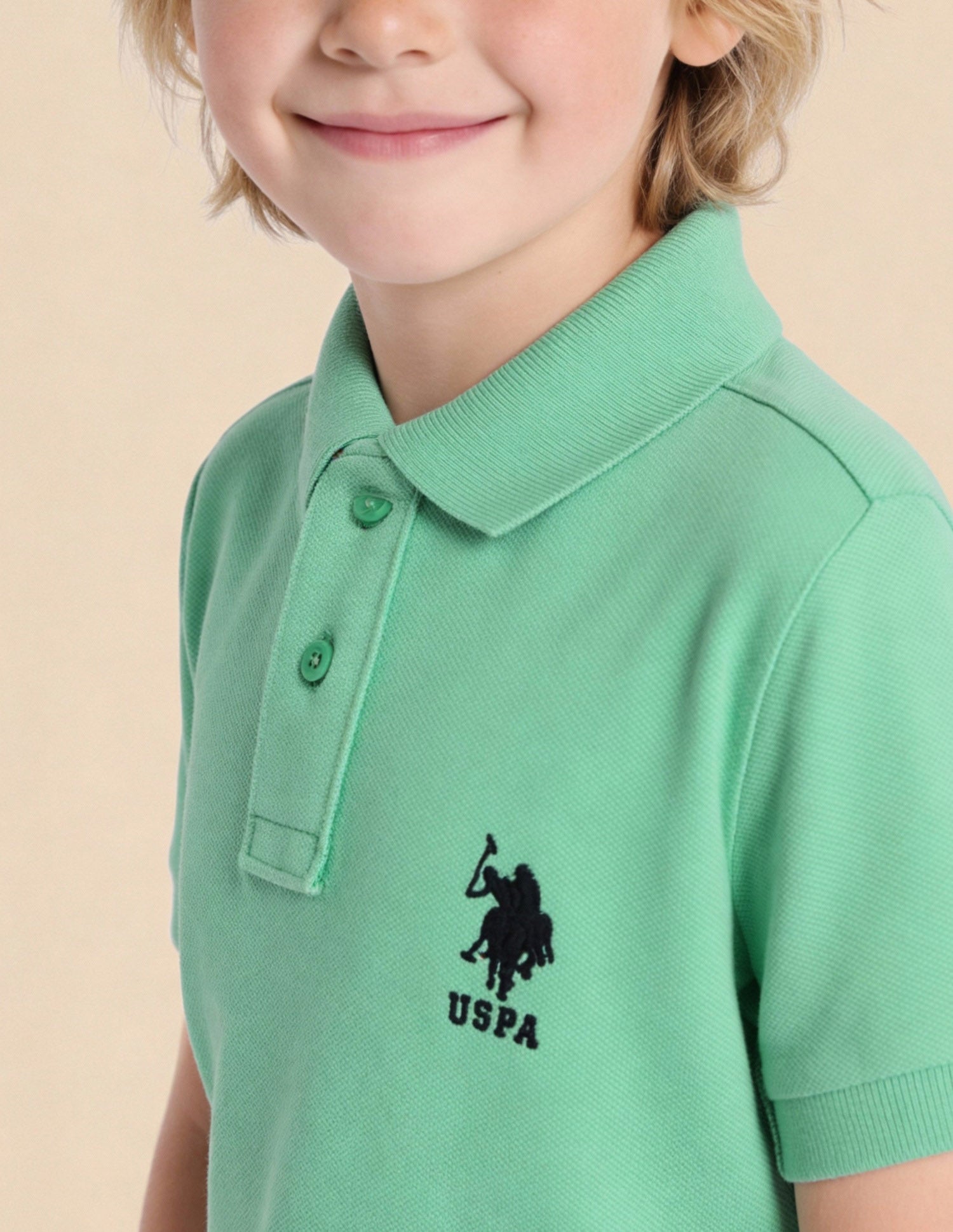 Pure Cotton Solid Polo Shirt Green - U.S. Polo Assn. India | Large
