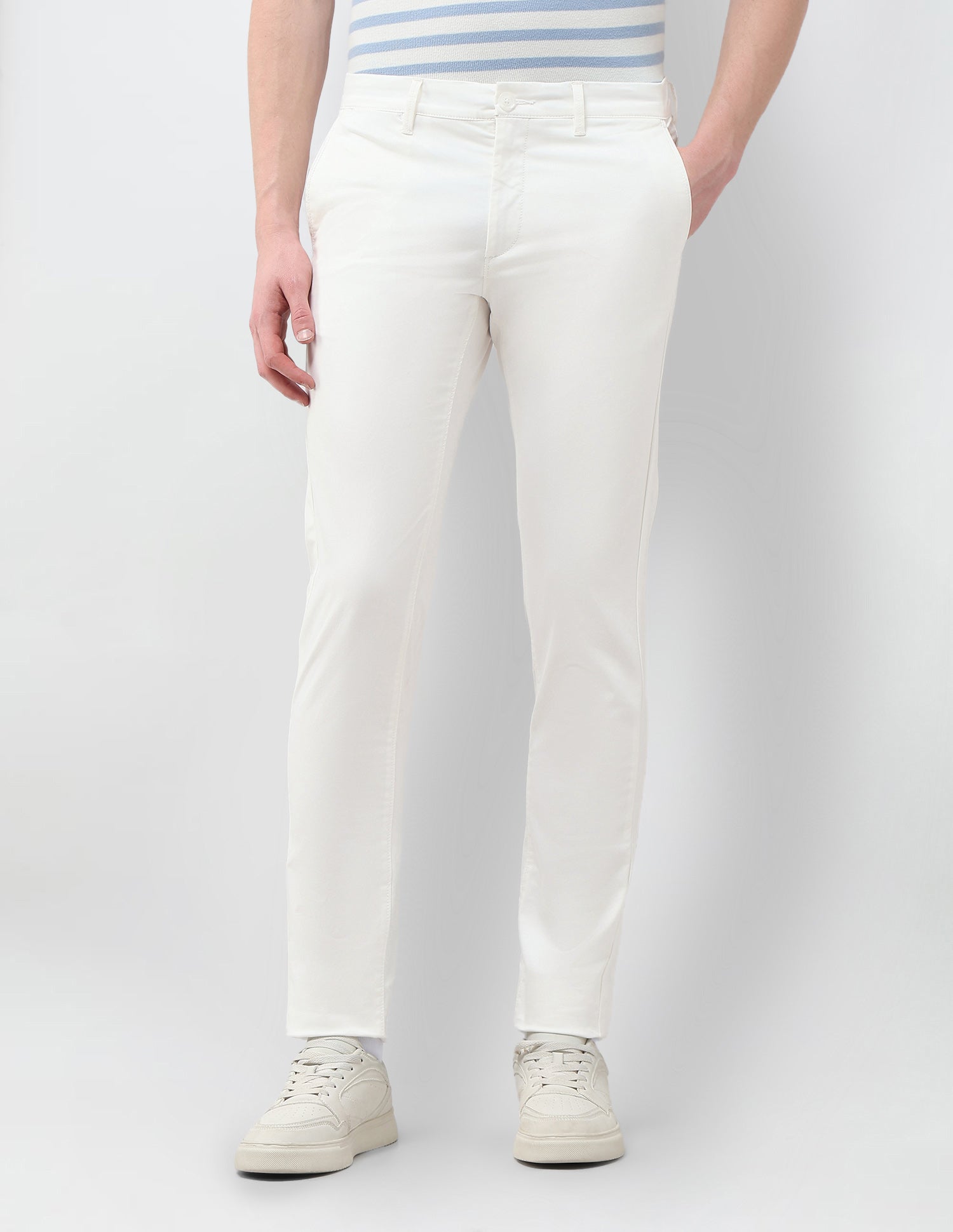 Denver Slim Fit Satin Trousers White - U.S. Polo Assn. India | Large