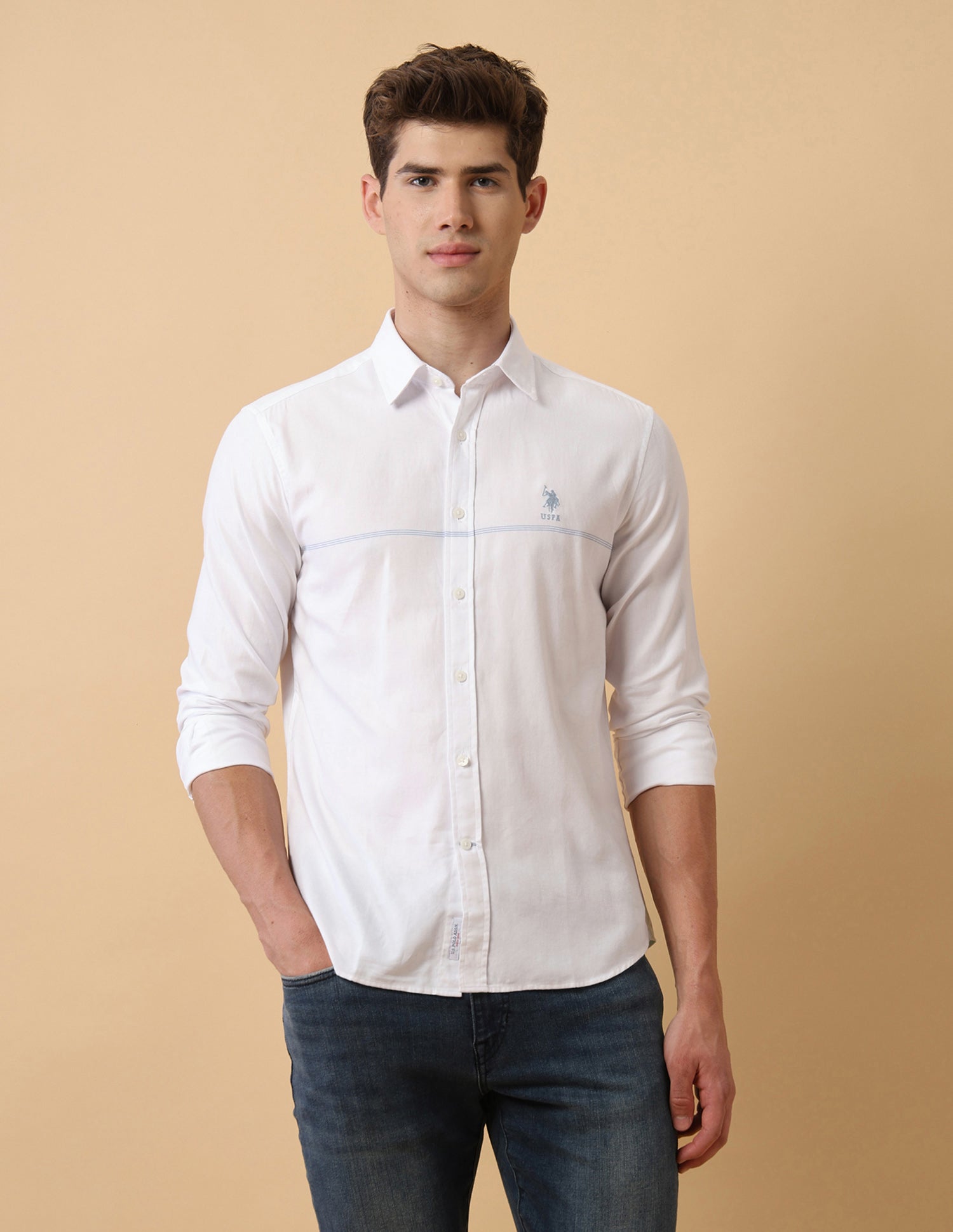 Pacho X Twill Regular Fit Shirt White - U.S. Polo Assn. India | Large