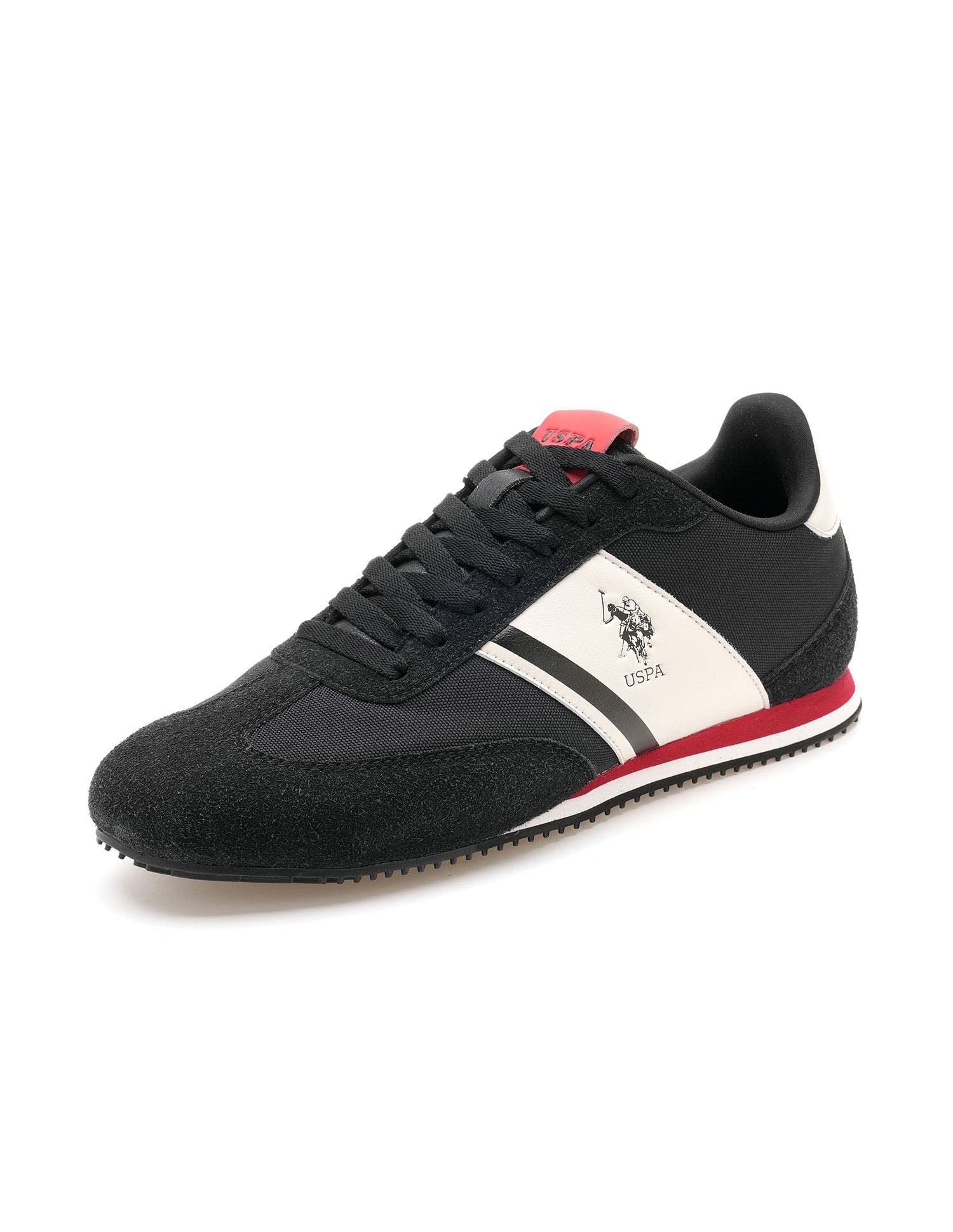Men Vadler Suede Colourblocked Sneakers Black - U.S. POLO ASSN. | Large