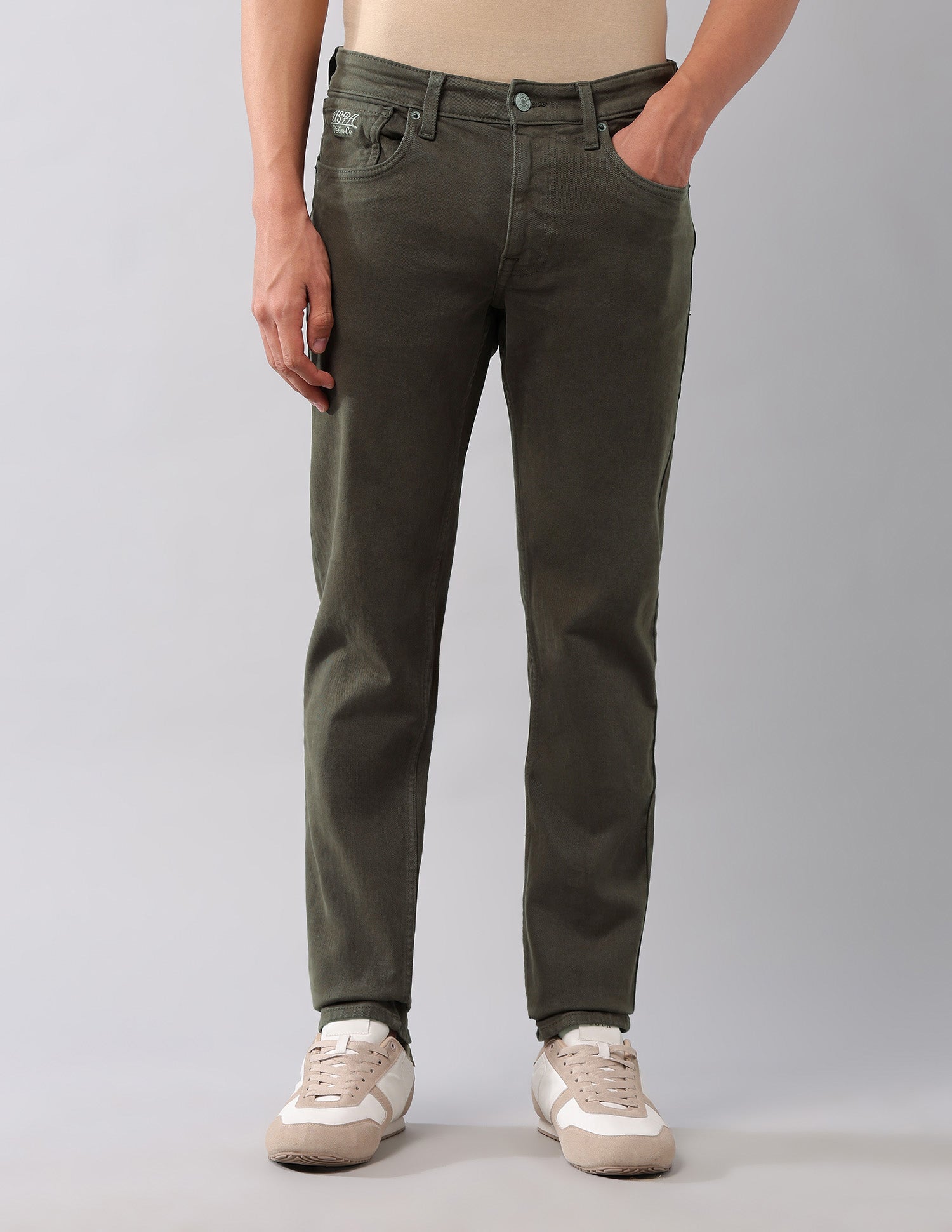 Brandon Slim Tapered Fit Green Jeans Olive - U.S. POLO ASSN. | Large