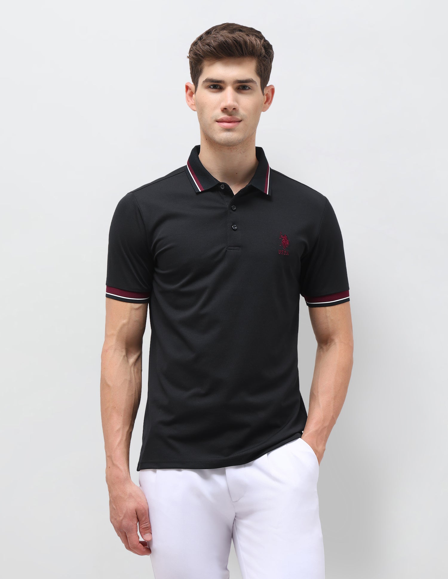 Solid Slim Fit Polo Shirt Navy - U.S. Polo Assn. India | Large