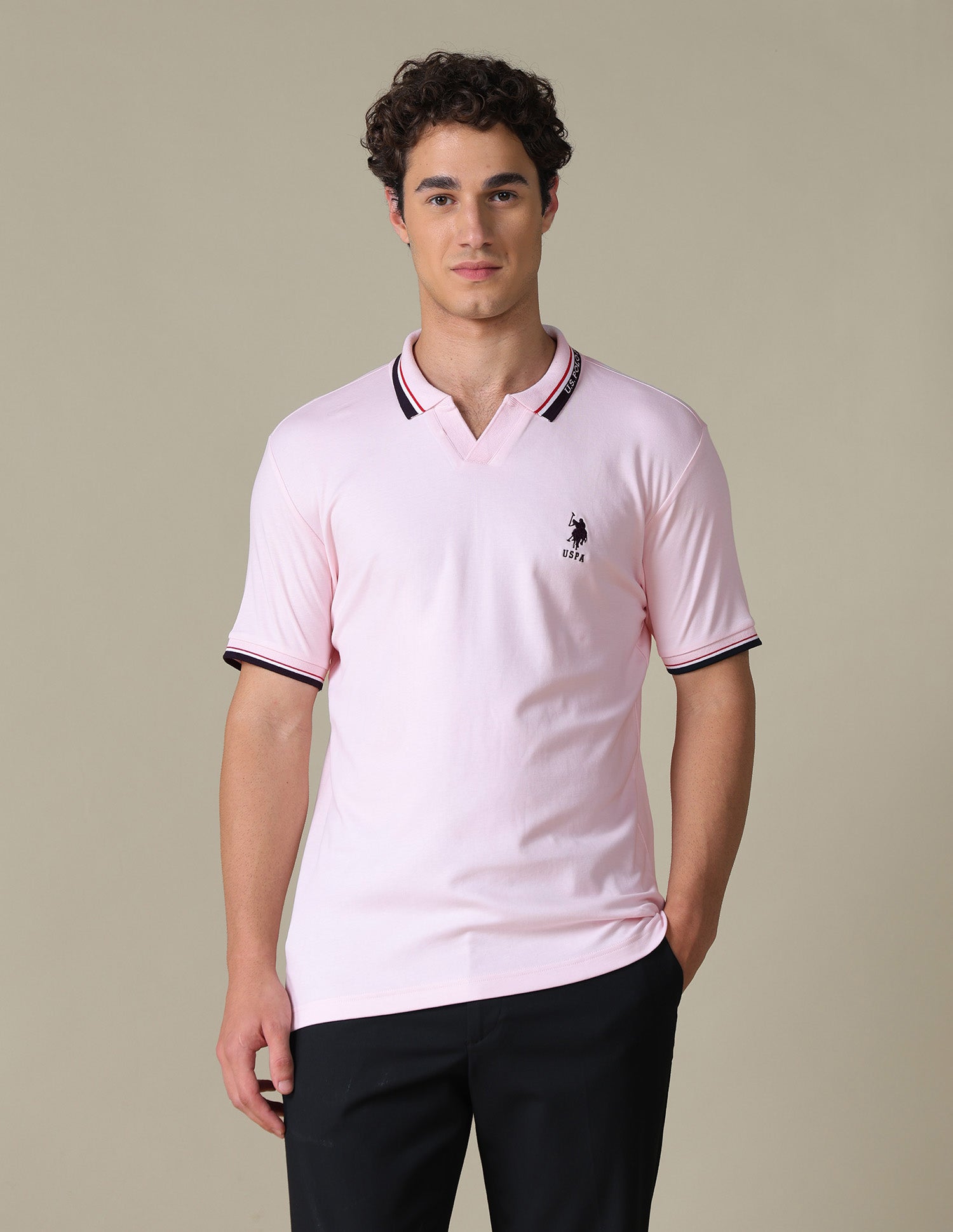 Solid Regular Fit Polo Shirt Pink - U.S. Polo Assn. India | Large