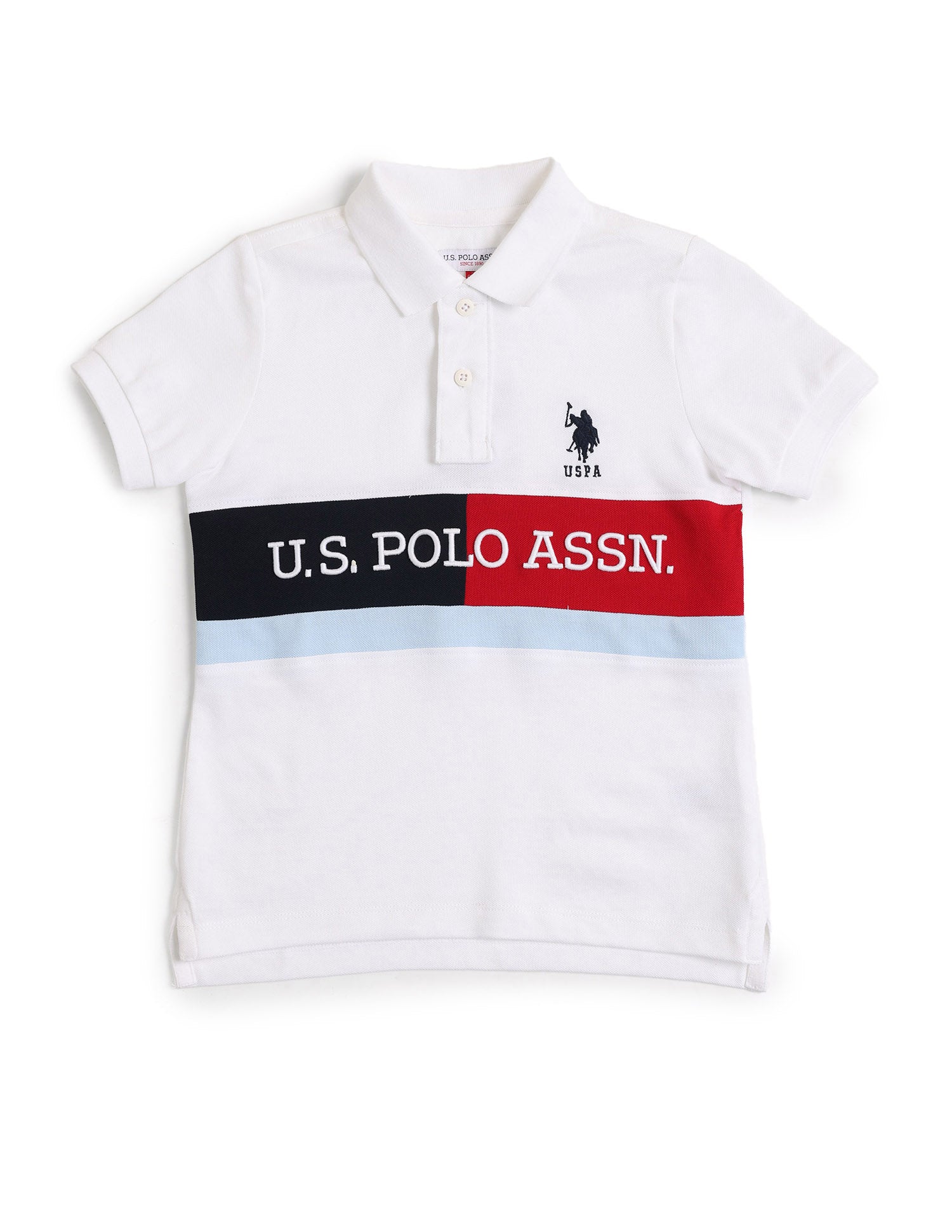 Boys Brand Printed Regular Fit Polo Shirt White - U.S. POLO ASSN. | Large