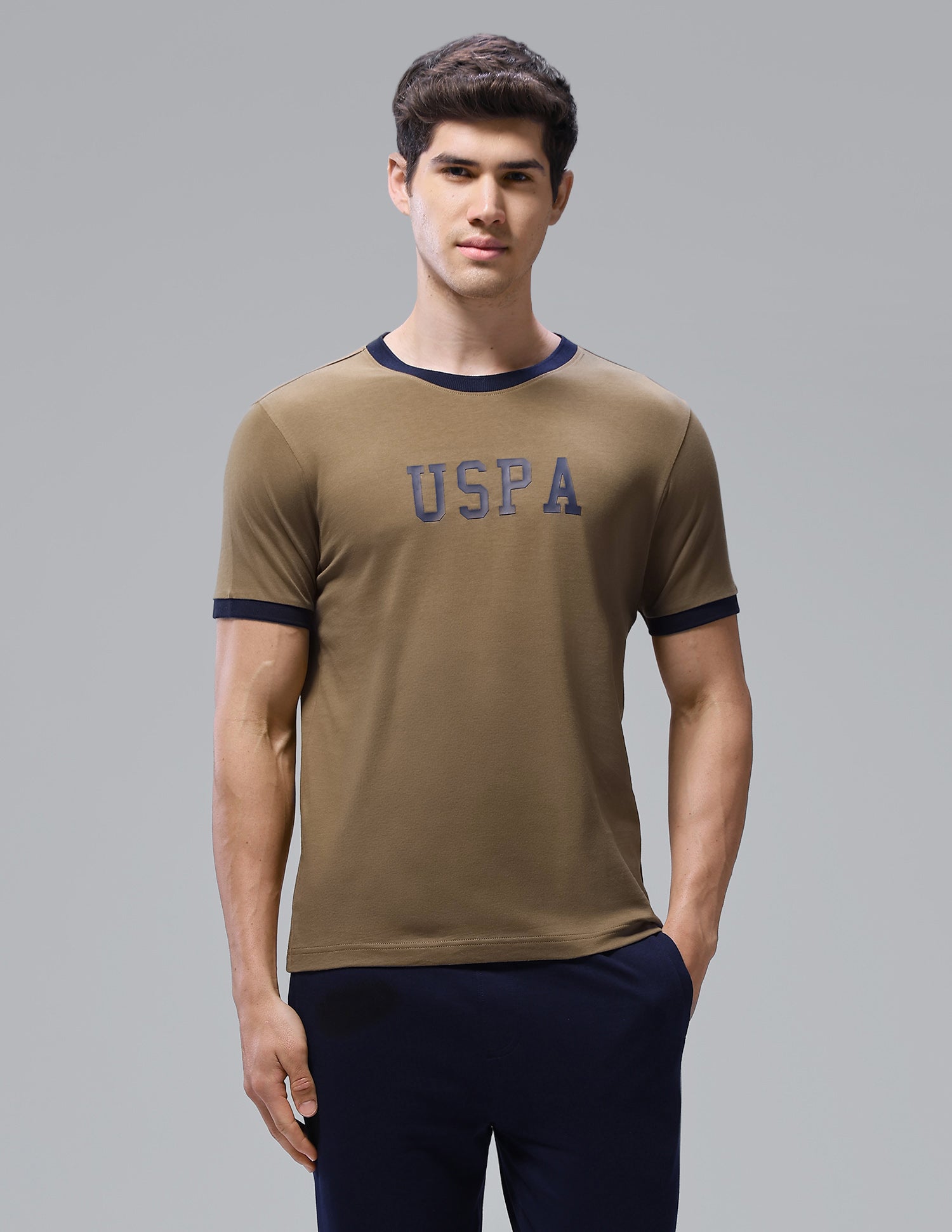 Brand Printed Regular Fit Loungewear T-Shirt Butternut - U.S. Polo Assn. India | Large
