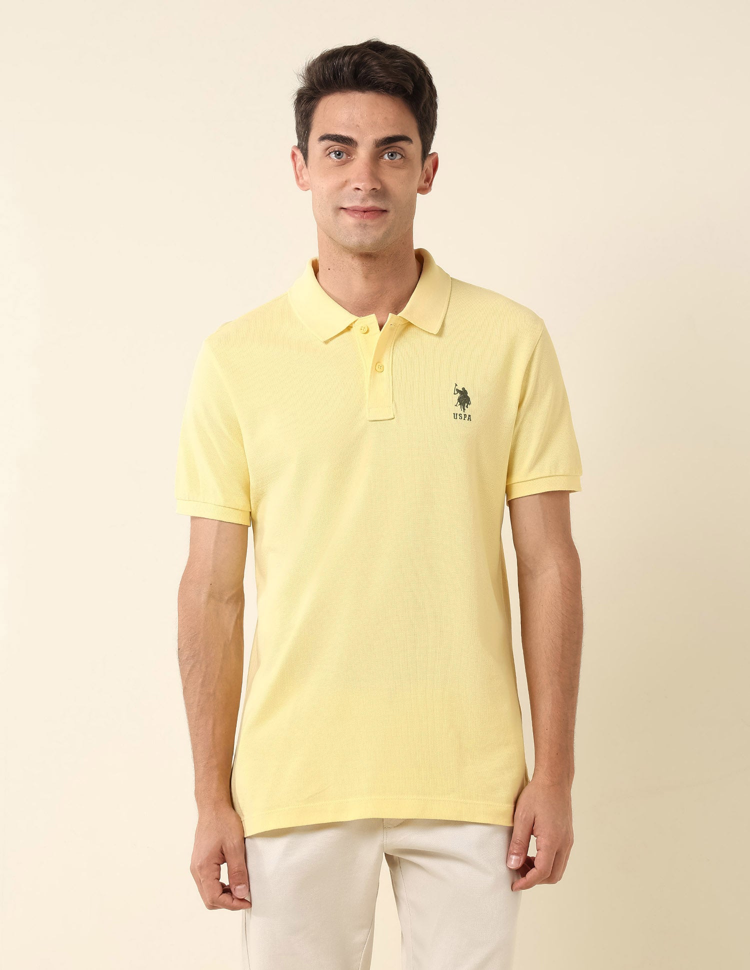 Slim Fit Pure Cotton Polo Shirt Yellow - U.S. Polo Assn. India | Large