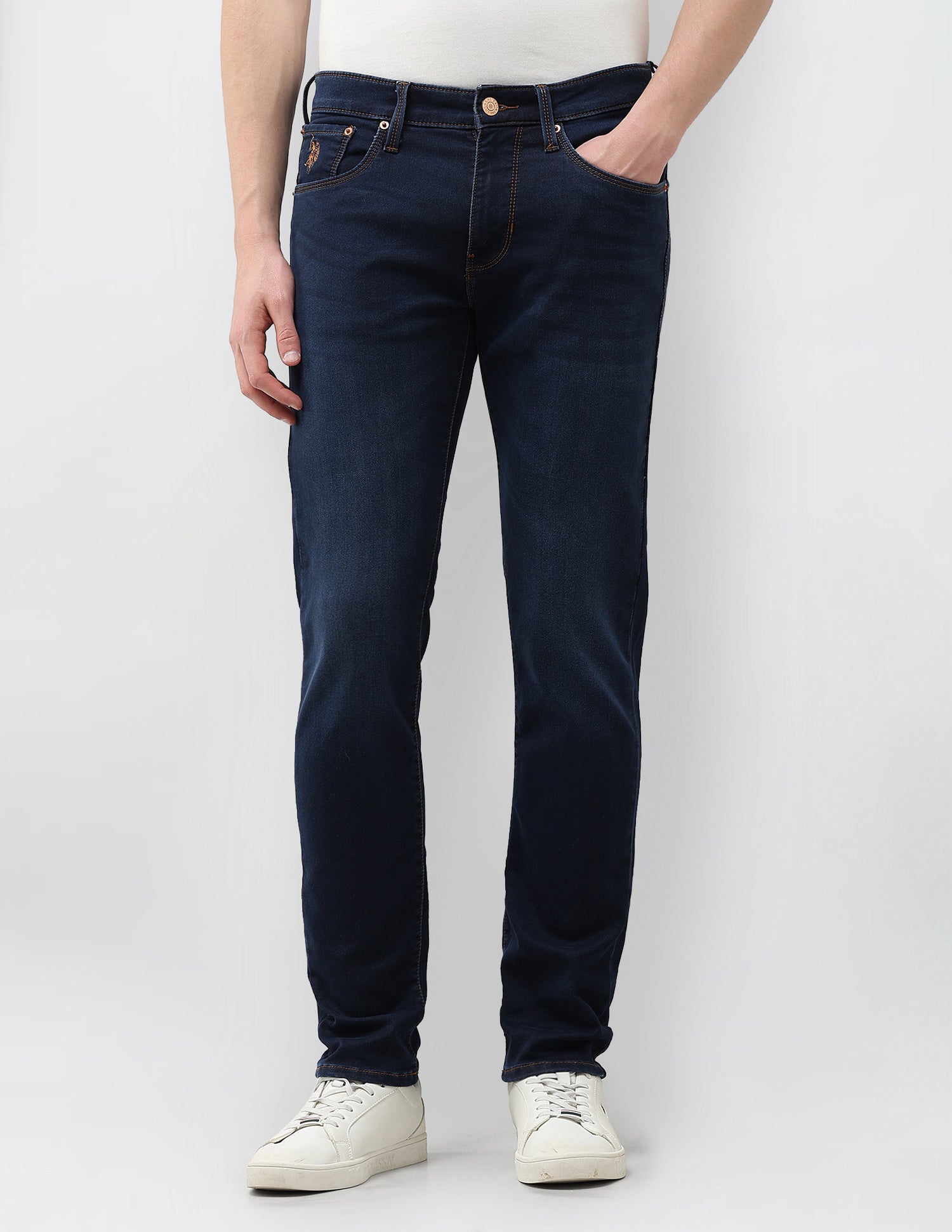Brandon Slim Tapered Fit Blue Jeans Dark Blue - U.S. Polo Assn. India | Large