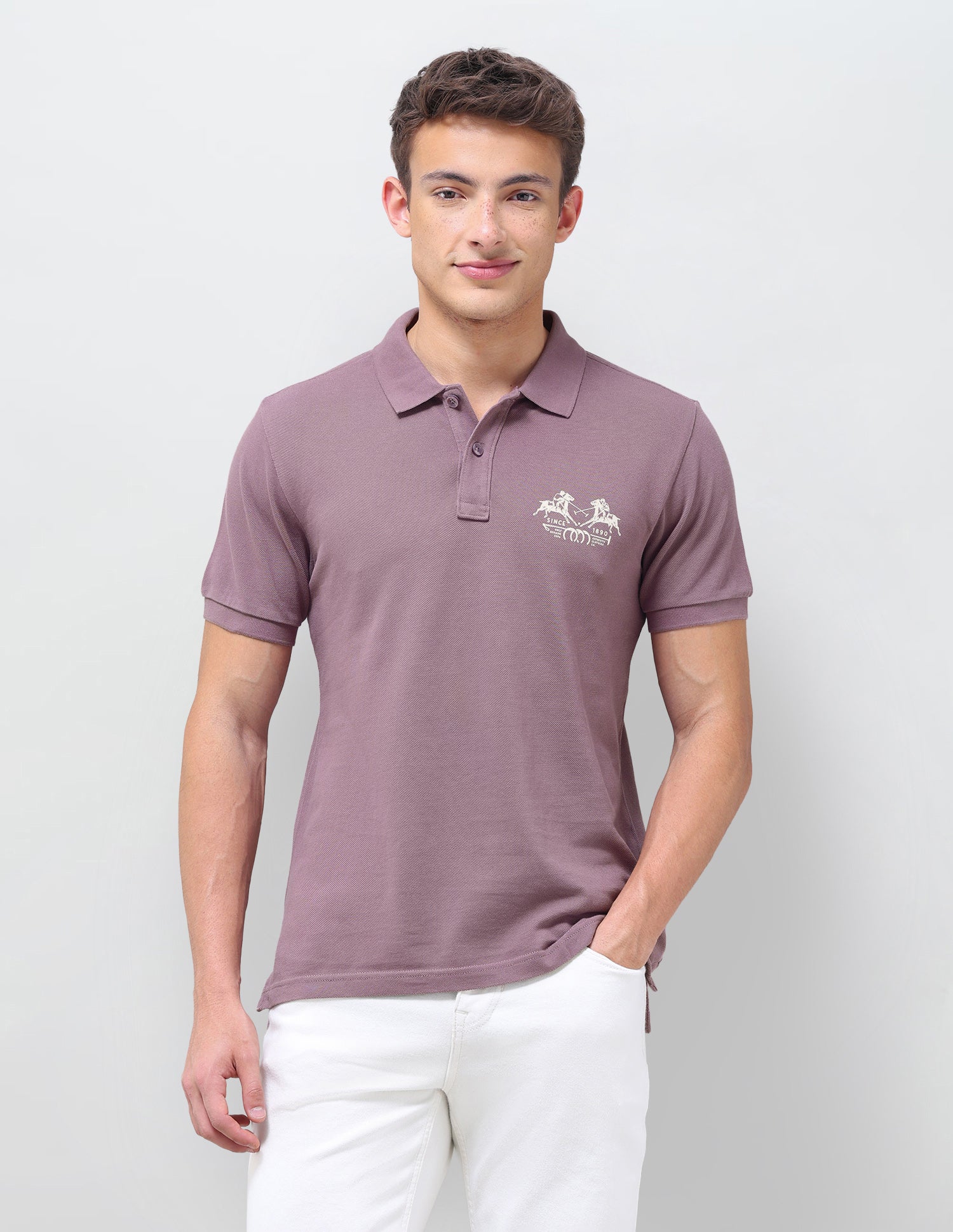 Graphic Brand Printed Slim Fit Polo Shirt Dark Pink - U.S. Polo Assn. India | Large