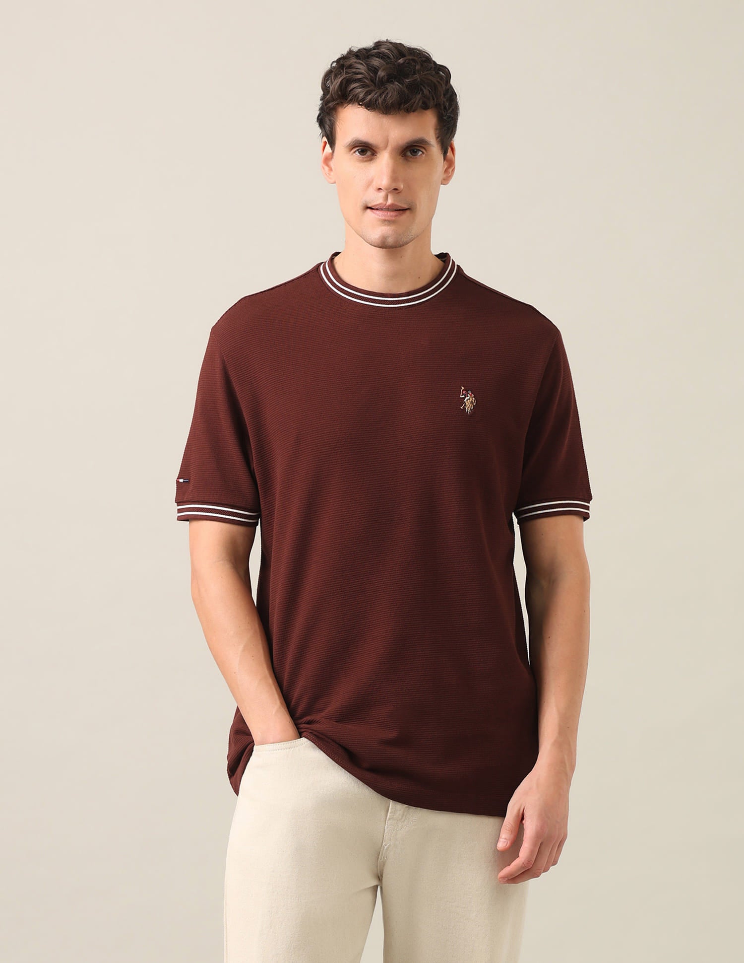 Solid Slim Fit T-Shirt Rust - U.S. Polo Assn. India | Large