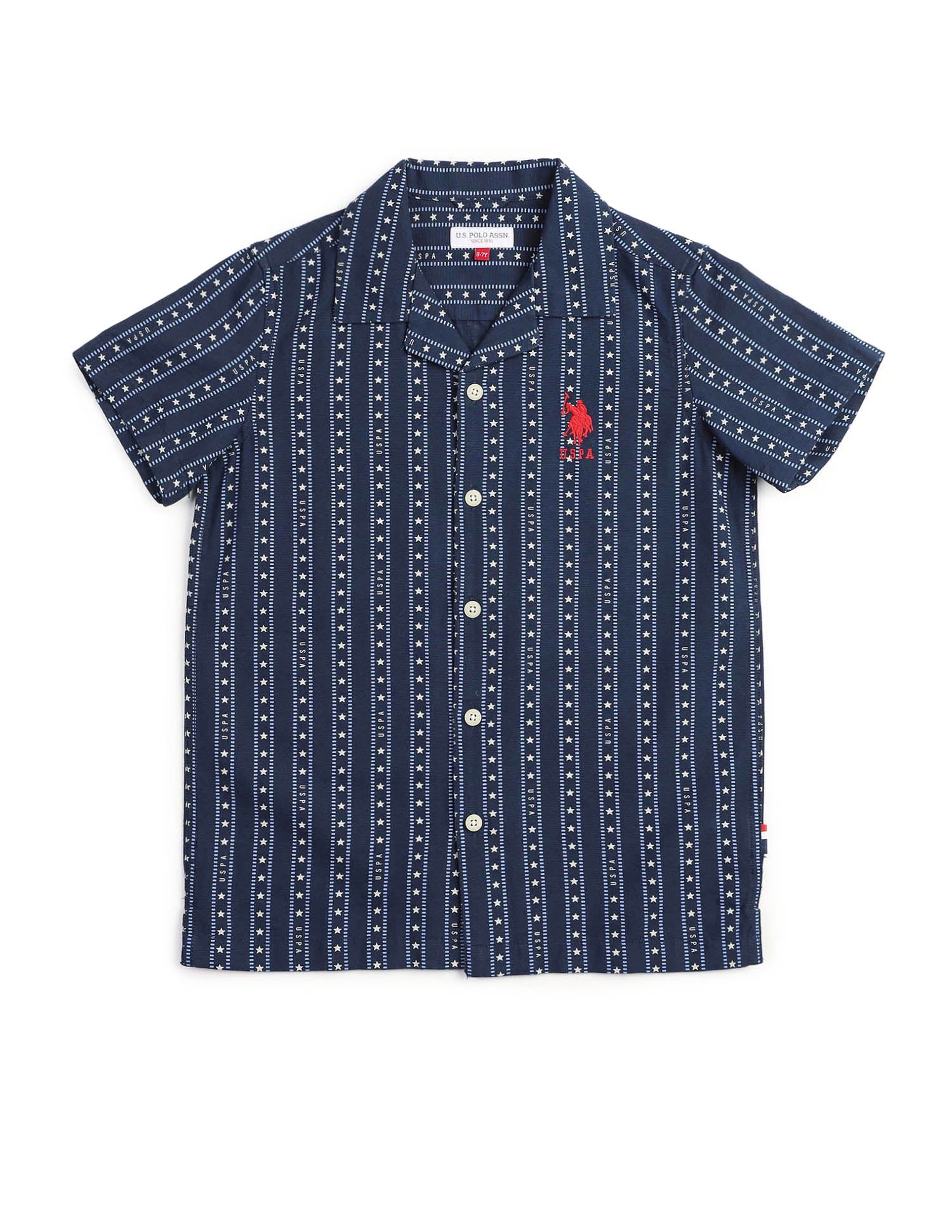 Boys Geometric Printed Relaxed Fit Shirt Navy - U.S. POLO ASSN. | Large
