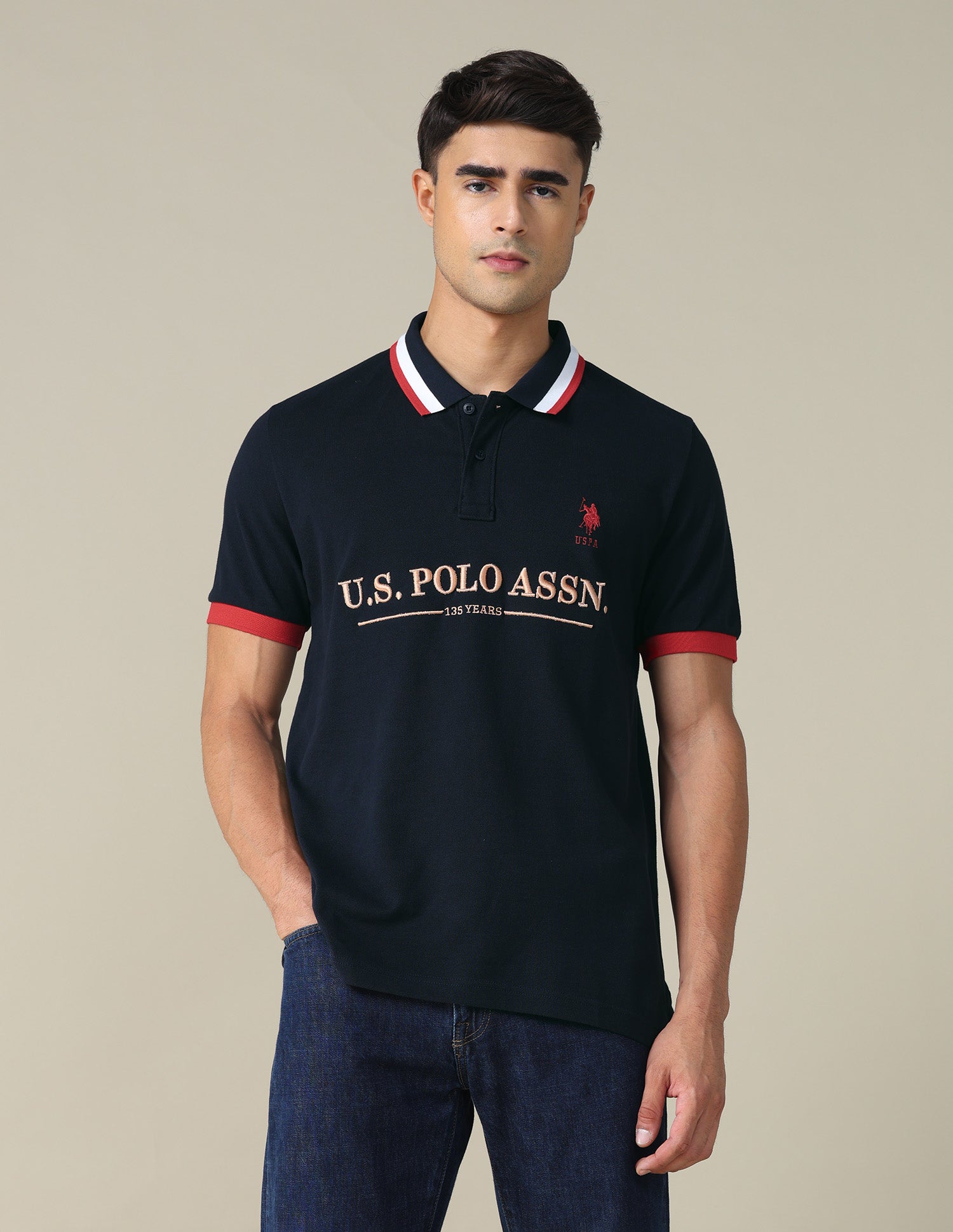 Brand Embroidered Regular Fit Polo Shirt Navy - U.S. POLO ASSN. | Large