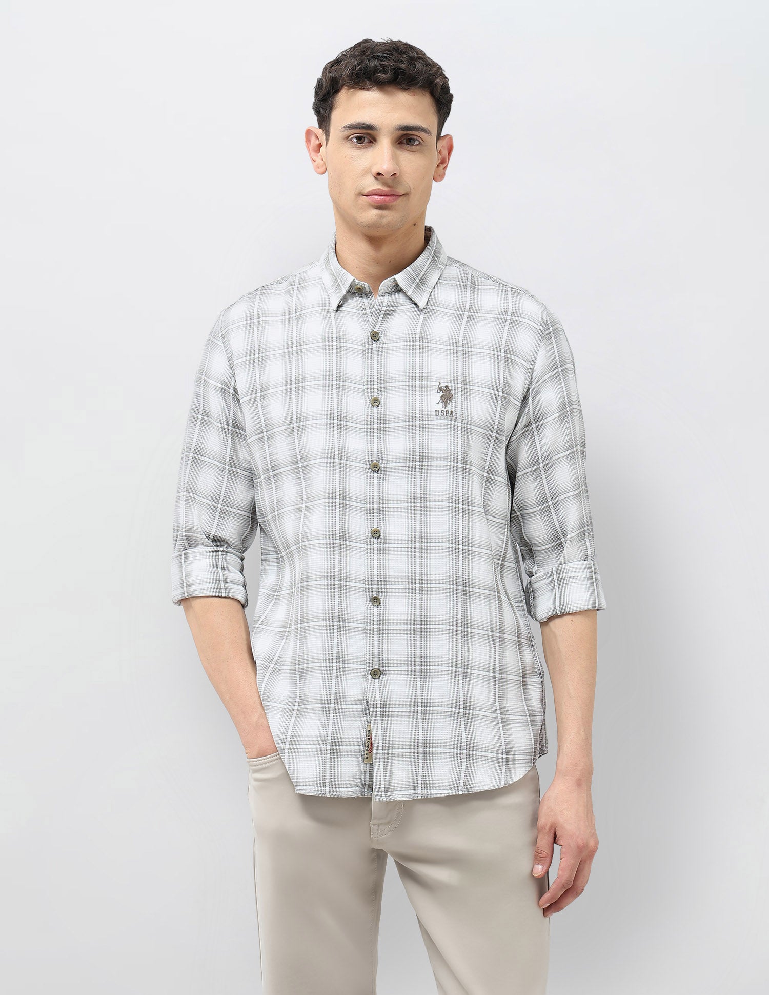 Tartan Checked Regular Fit Shirt Olive - U.S. POLO ASSN. | Large